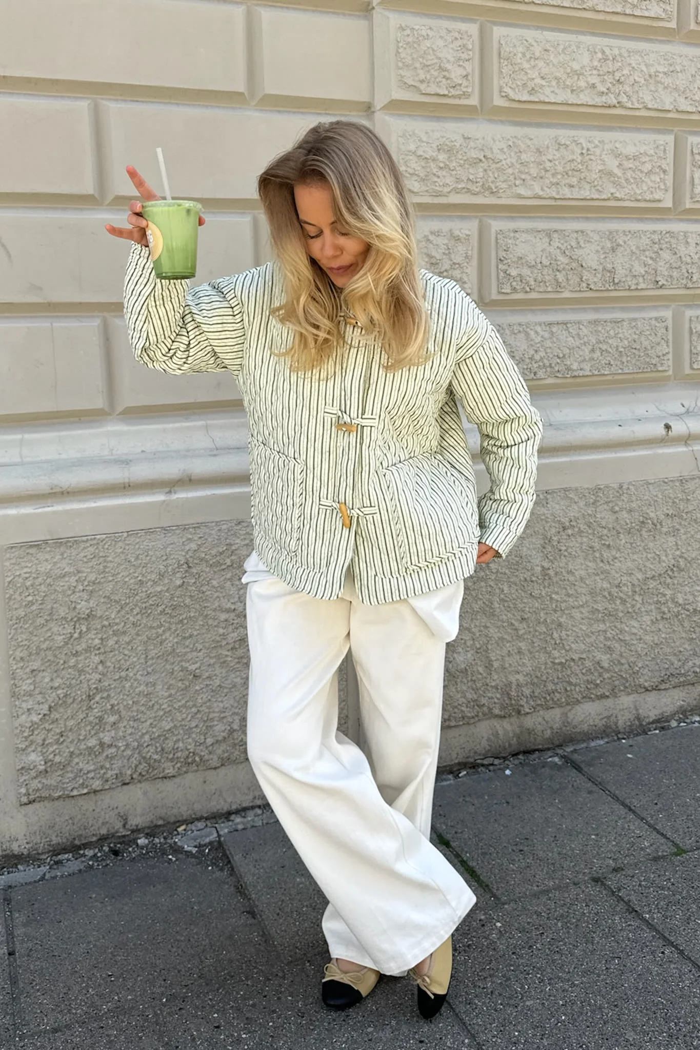 EmmaIC Quilted Jacket - Green Stripe - Image 4