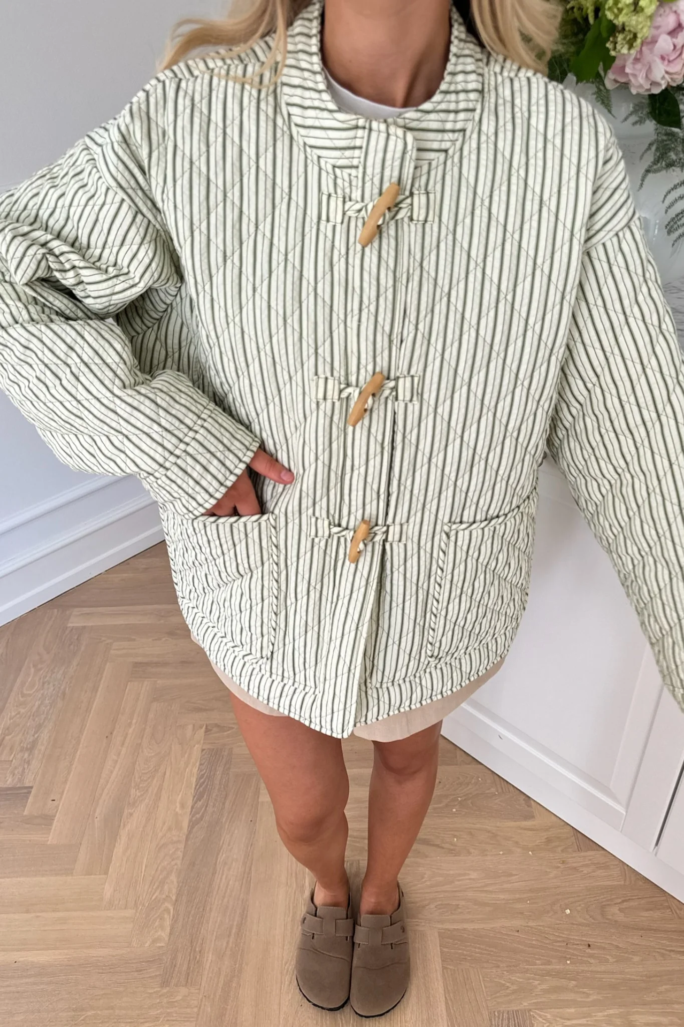 EmmaIC Quilted Jacket - Green Stripe - Image 8