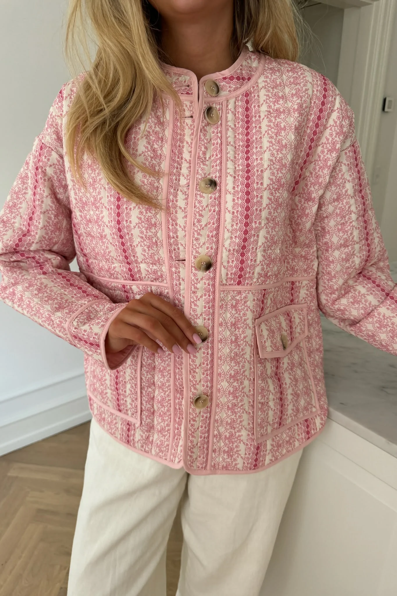 EmmyIC Quilted Jacket - Pink Flower Print - Image 6