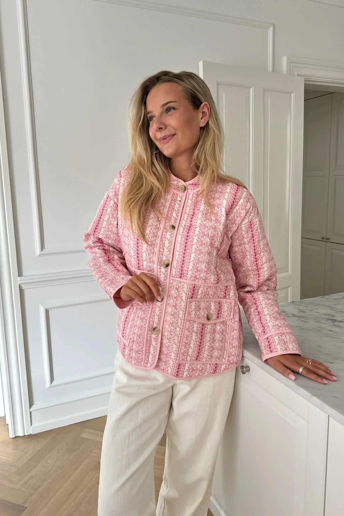 EmmyIC Quilted Jacket - Pink Flower Print - Image 8