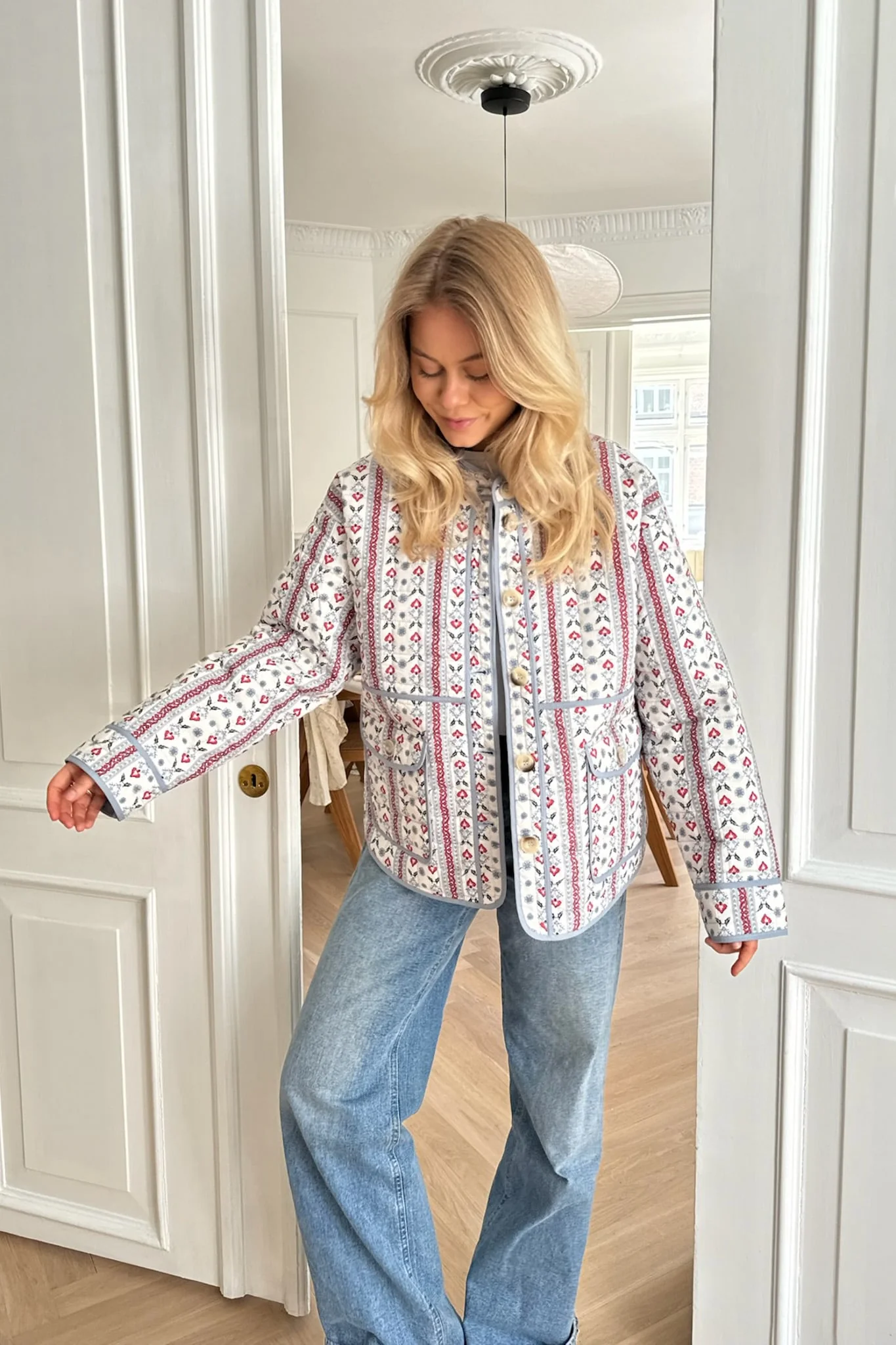 EmmyIC Quilted Jacket - Blue Red Print - Image 10