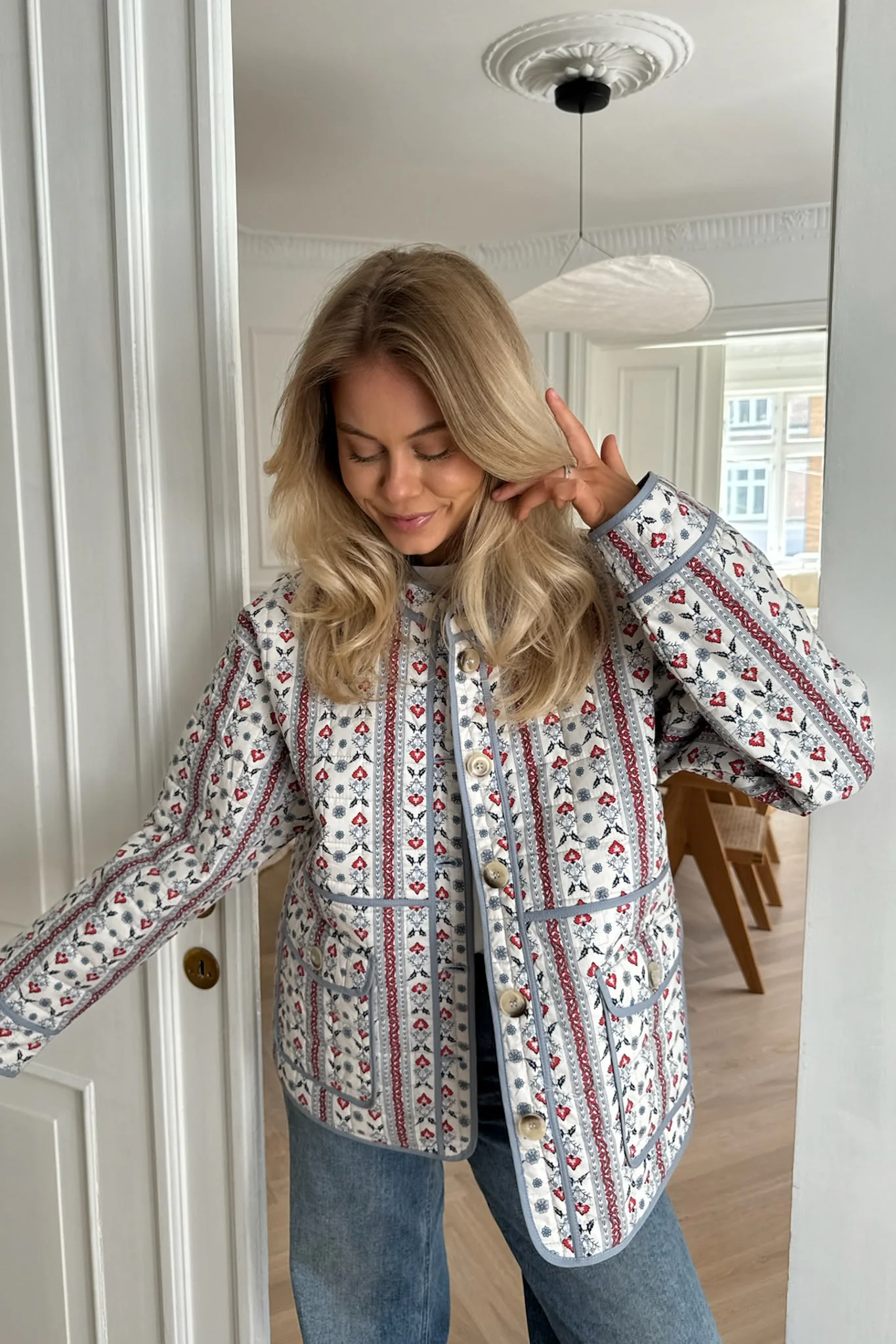 EmmyIC Quilted Jacket - Blue Red Print - Image 11