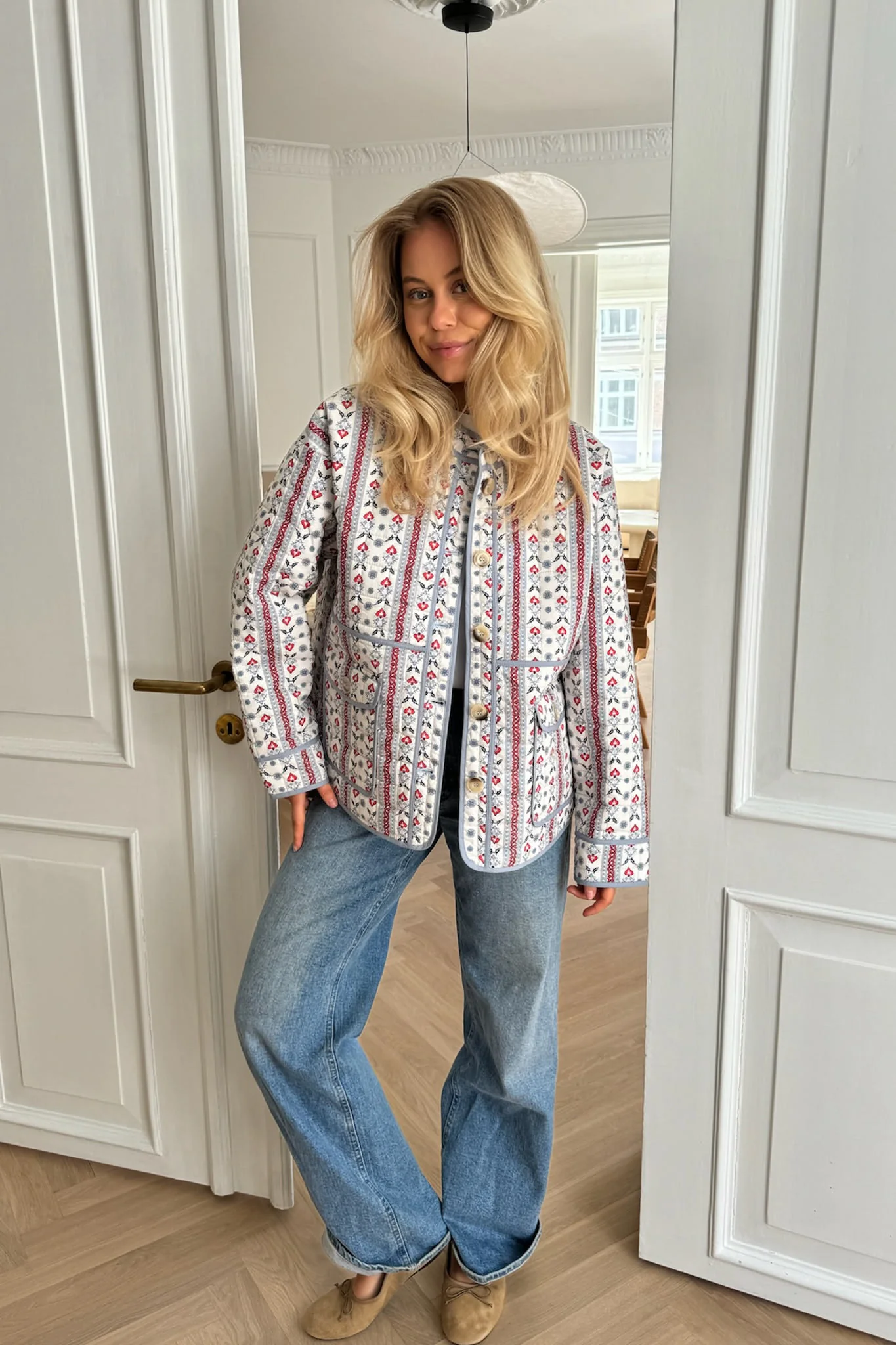 EmmyIC Quilted Jacket - Blue Red Print - Image 6