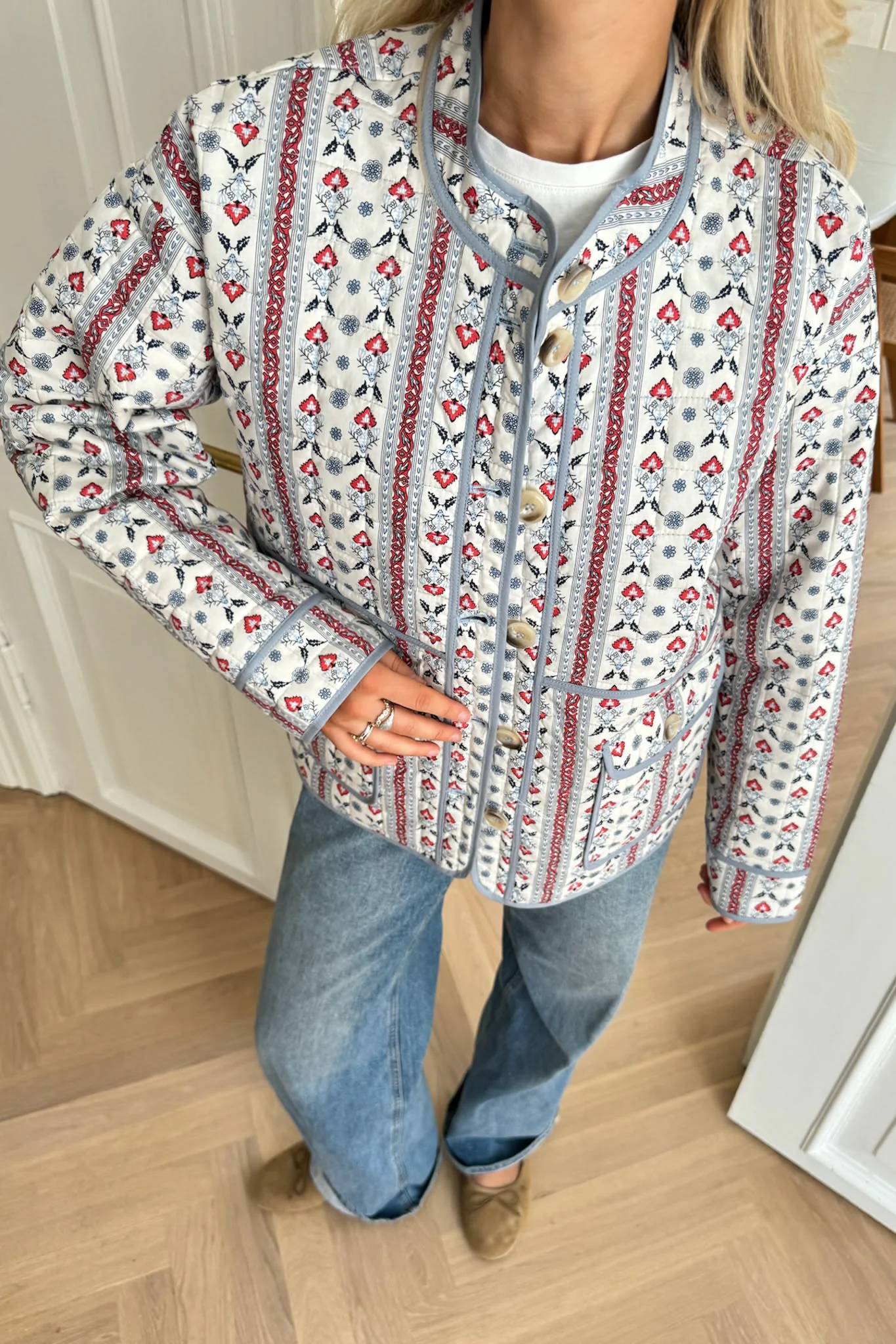 EmmyIC Quilted Jacket - Blue Red Print - Image 7