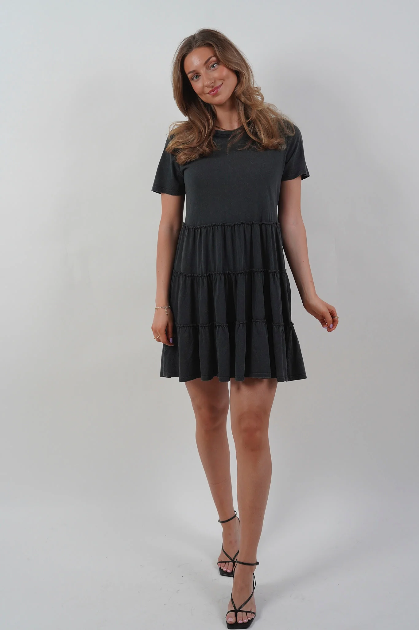 JDYFarock SS Short Layer Dress - Phantom - Image 5