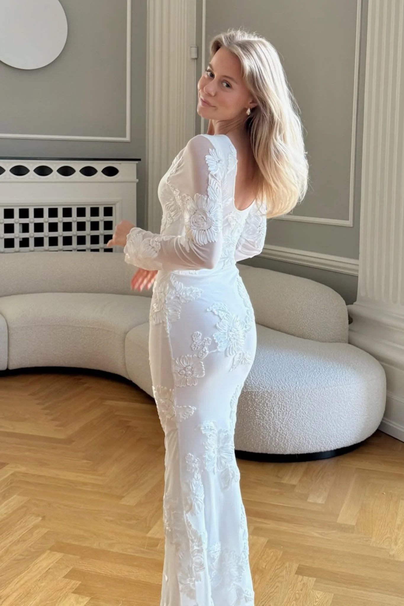 FloraIC Mesh Dress - White Flower - Image 10