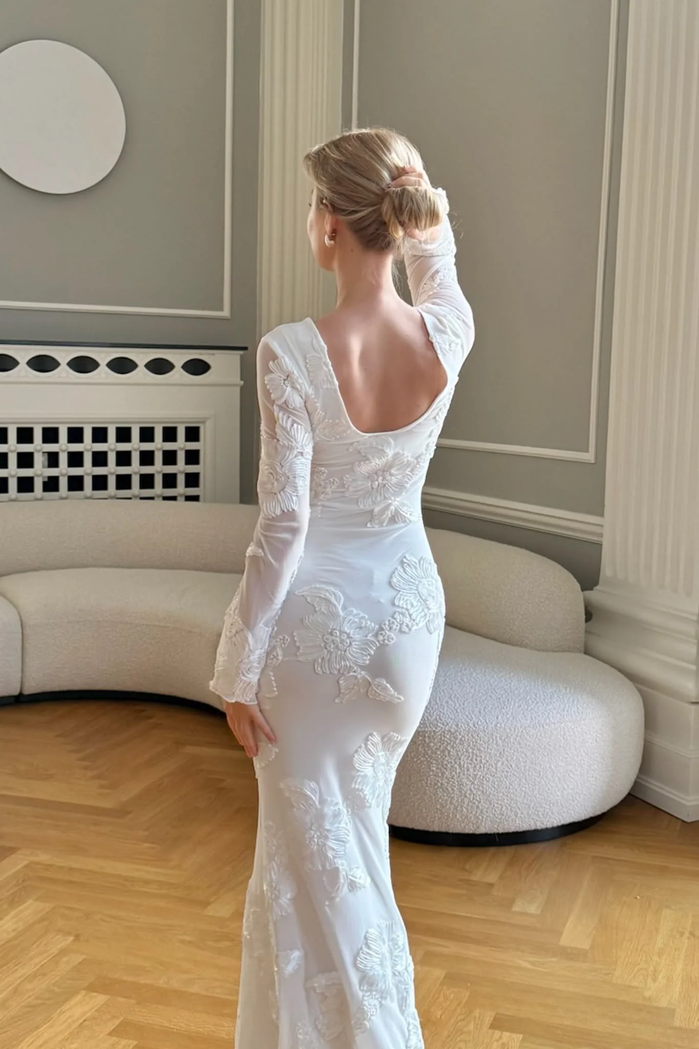 FloraIC Mesh Dress - White Flower - Image 11
