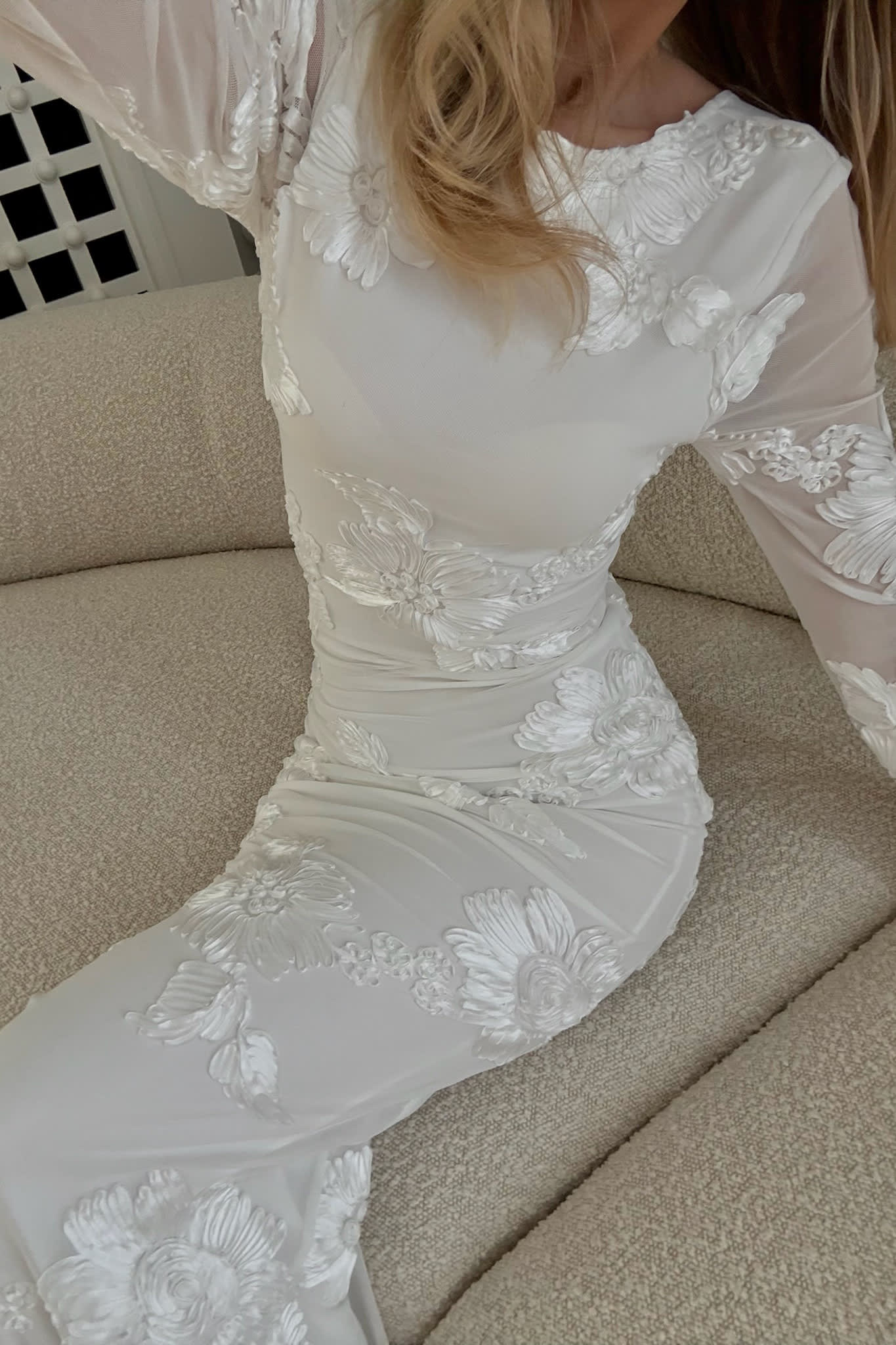 FloraIC Mesh Dress - White Flower - Image 12