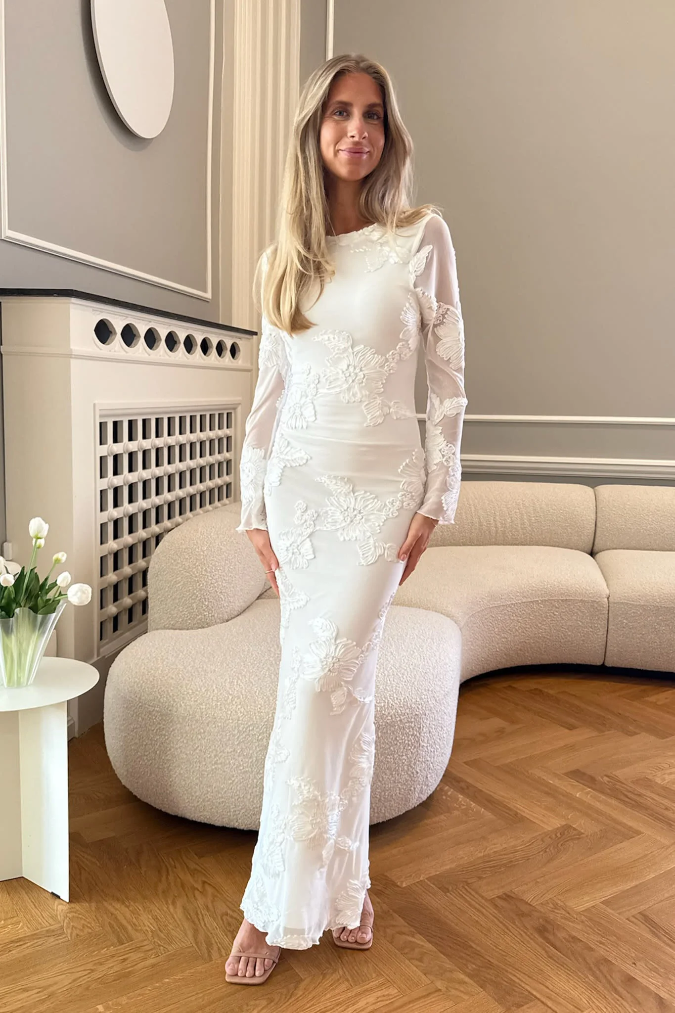 FloraIC Mesh Dress - White Flower - Image 2