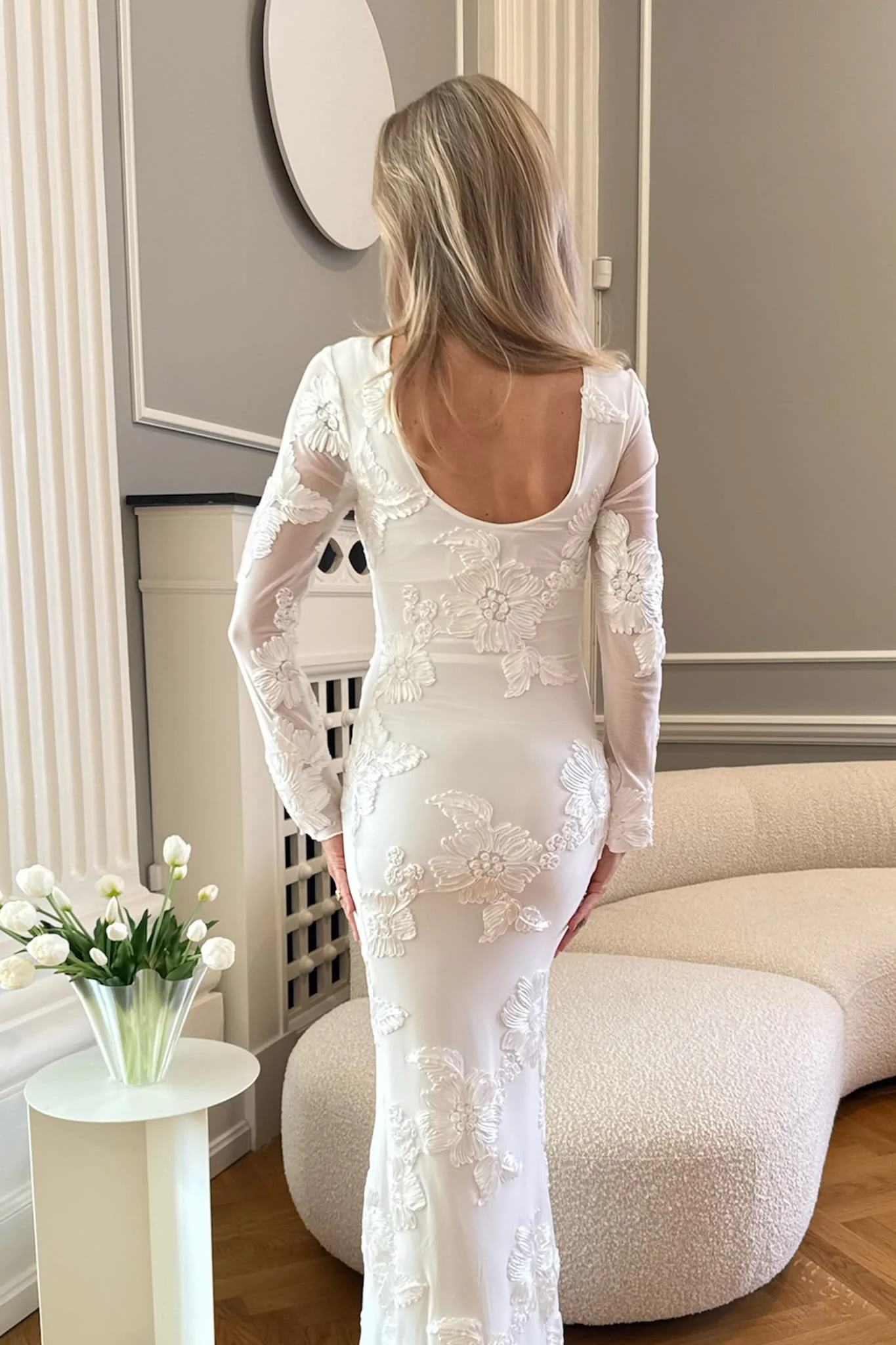FloraIC Mesh Dress - White Flower - Image 4