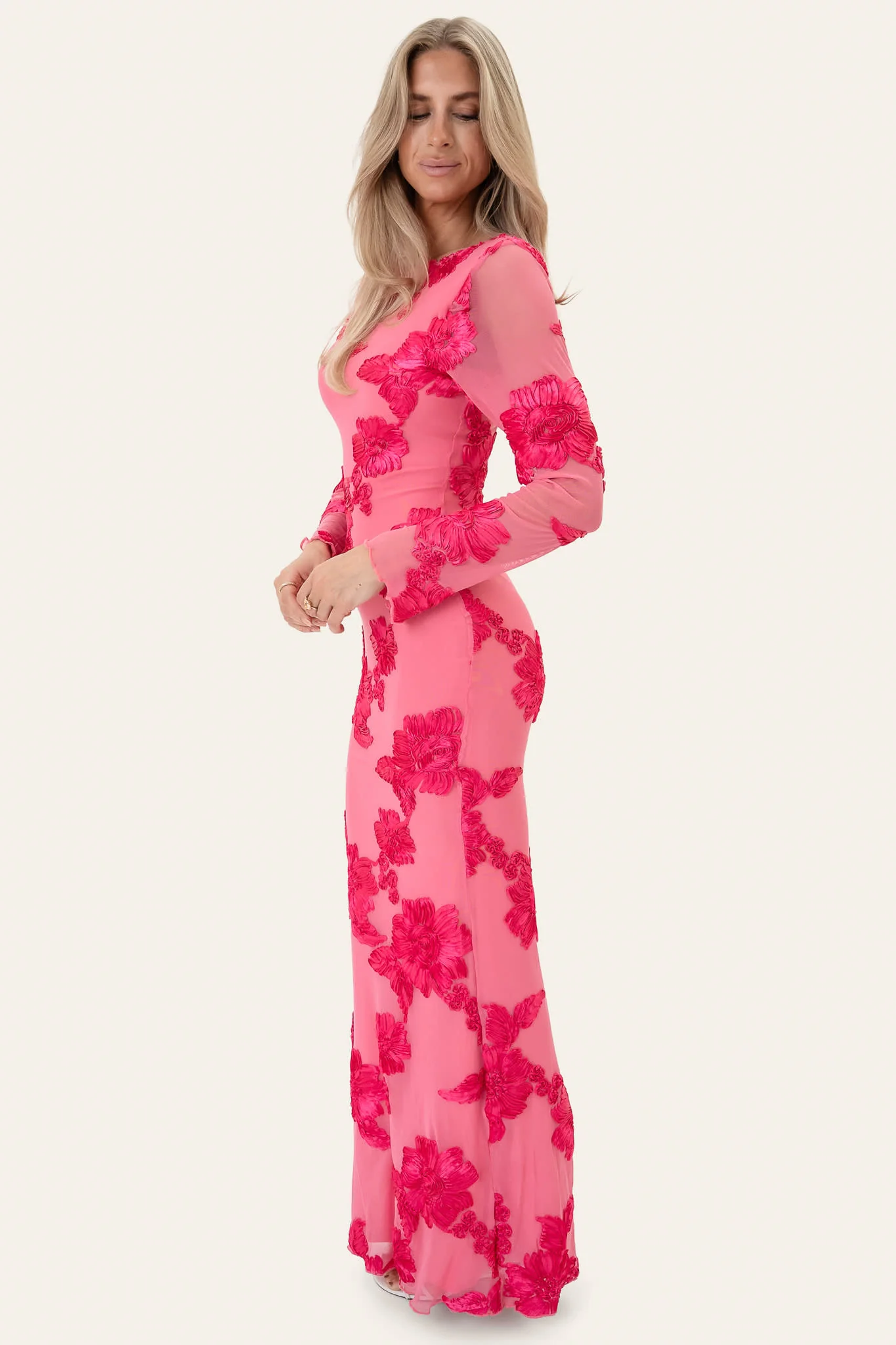 FloraIC Mesh Dress - Fuchsia Pink Flower - Image 2