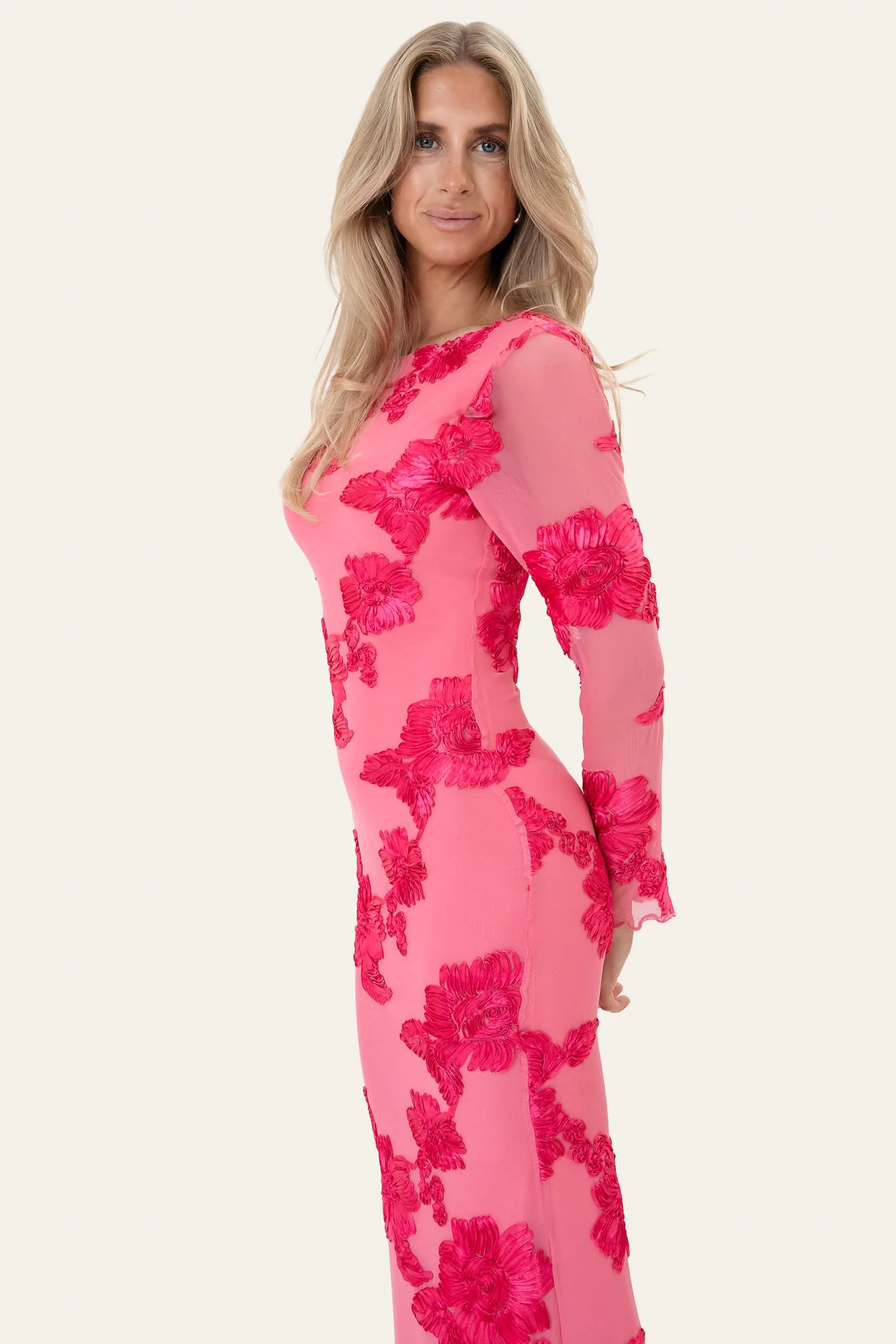 FloraIC Mesh Dress - Fuchsia Pink Flower - Image 3