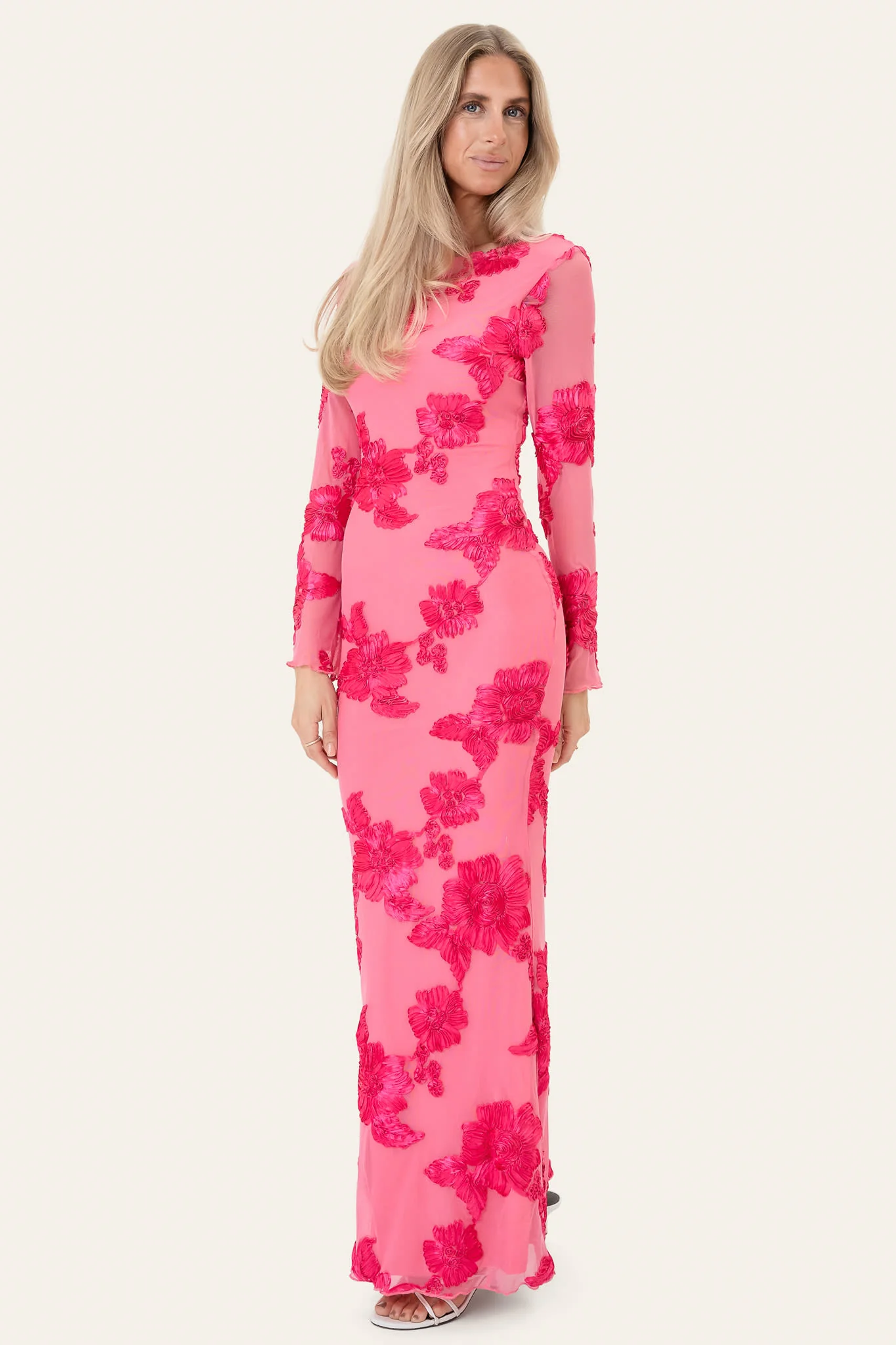 FloraIC Mesh Dress - Fuchsia Pink Flower - Image 6