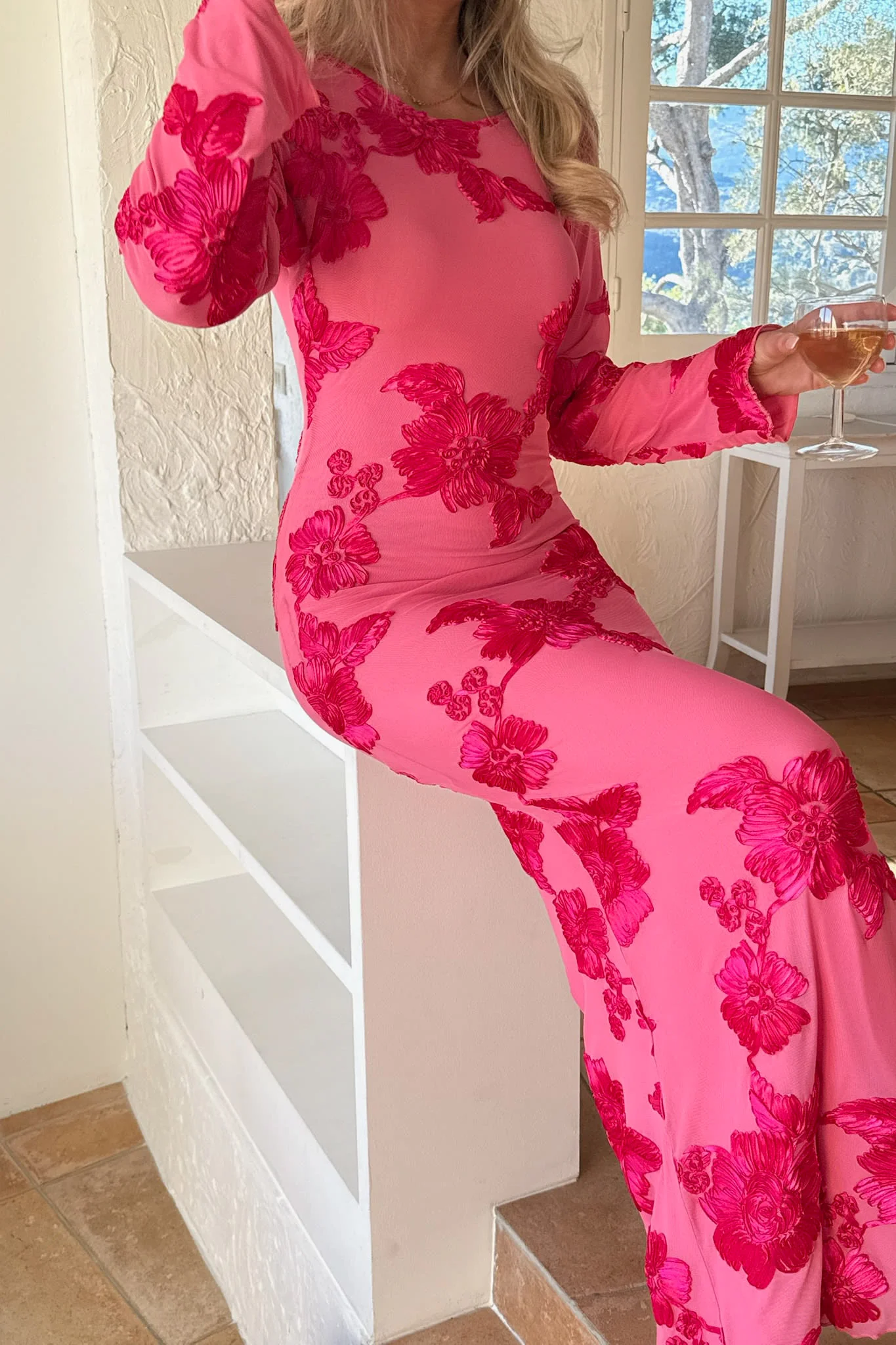 FloraIC Mesh Dress - Fuchsia Pink Flower - Image 9