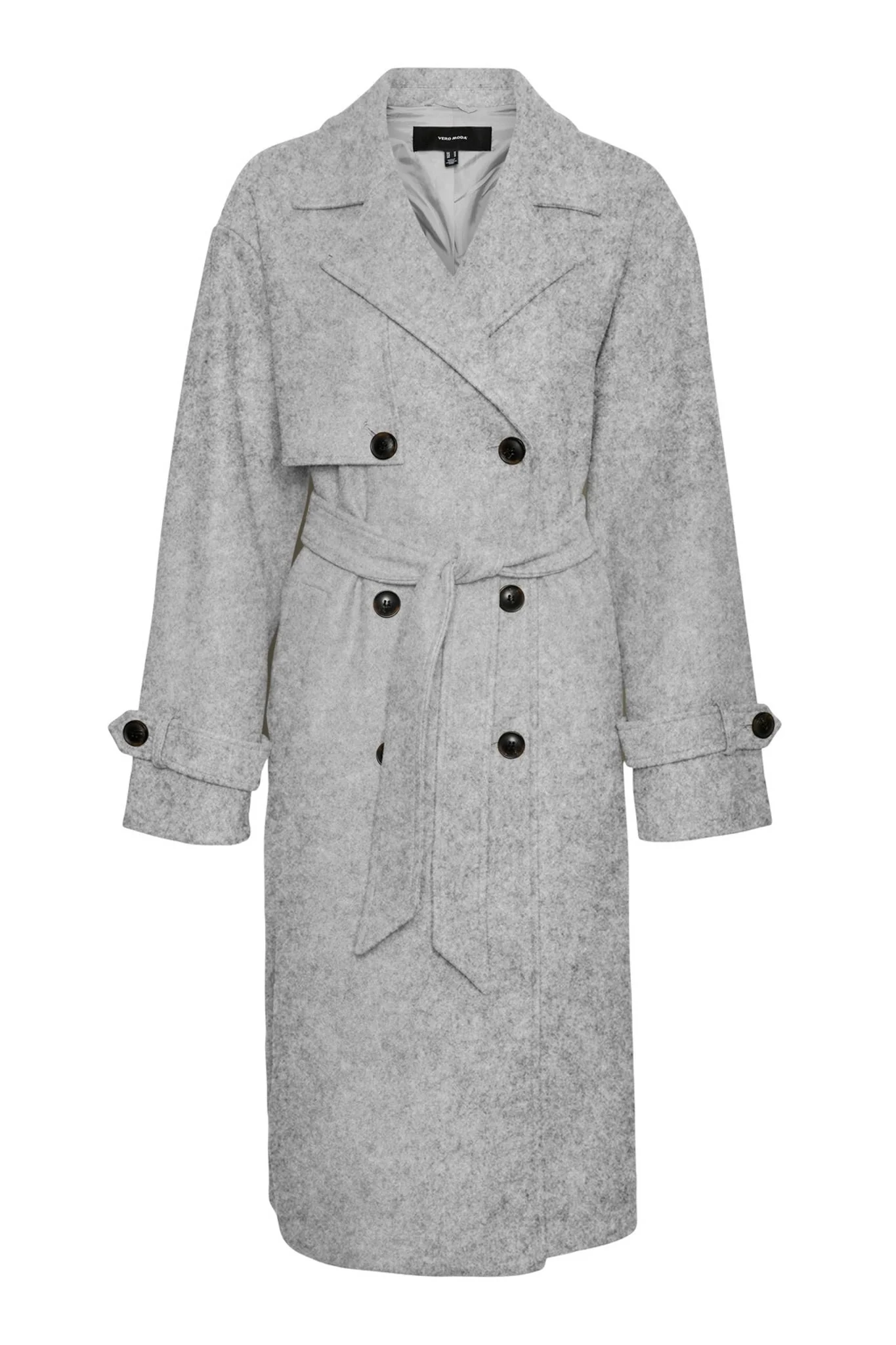 VMFortune Long Trench Coat - Light Grey Melange - Image 9