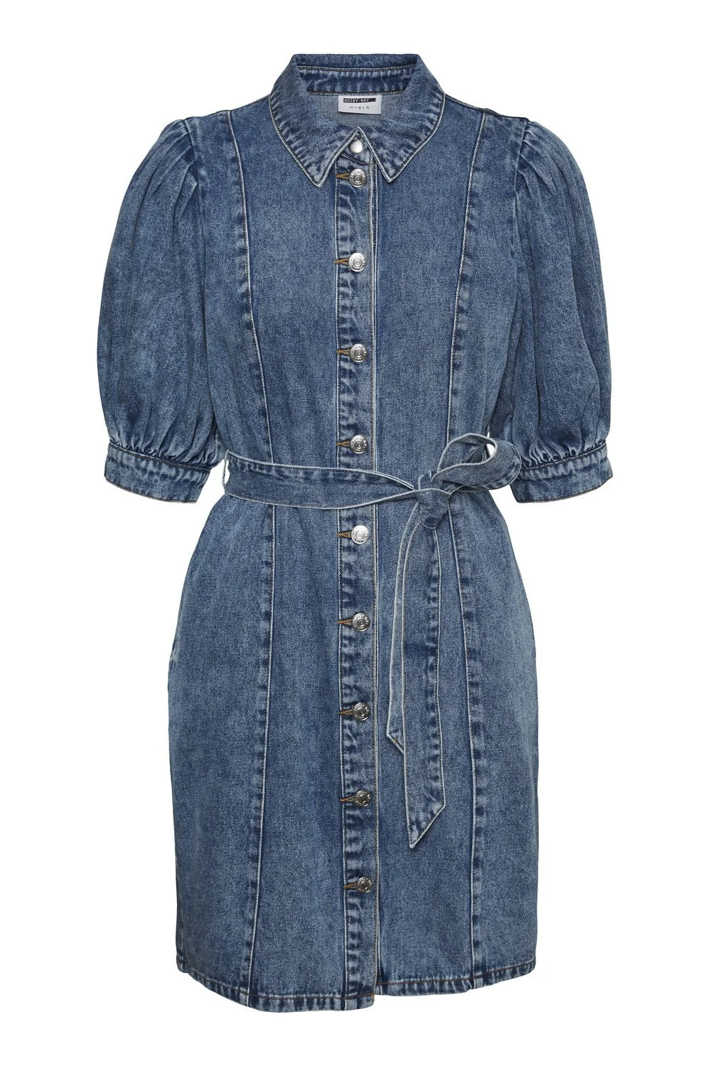 NMFreya SS Denim Belt Dress - Medium Blue Denim - Image 4