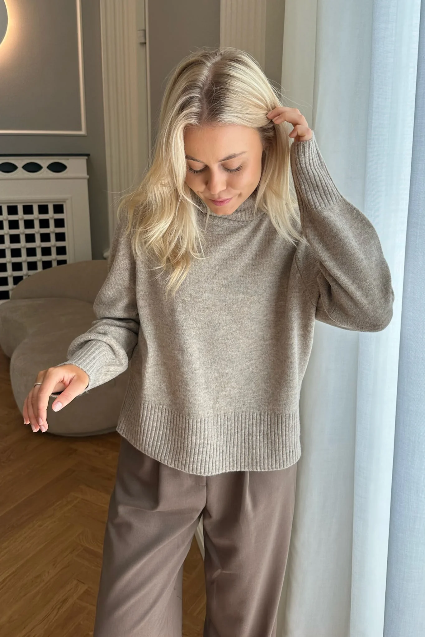 NMFriva LS Roll Neck Knit - Nomad - Image 2