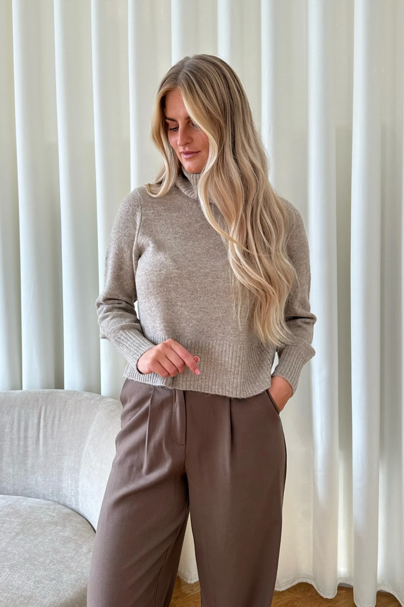 NMFriva LS Roll Neck Knit - Nomad - Image 5