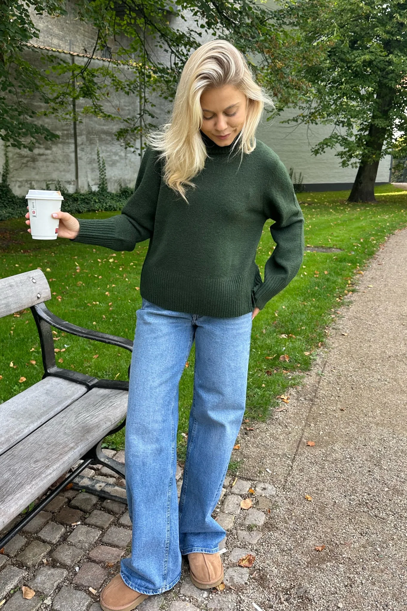 NMFriva LS Roll Neck Knit - Kombu Green - Image 4