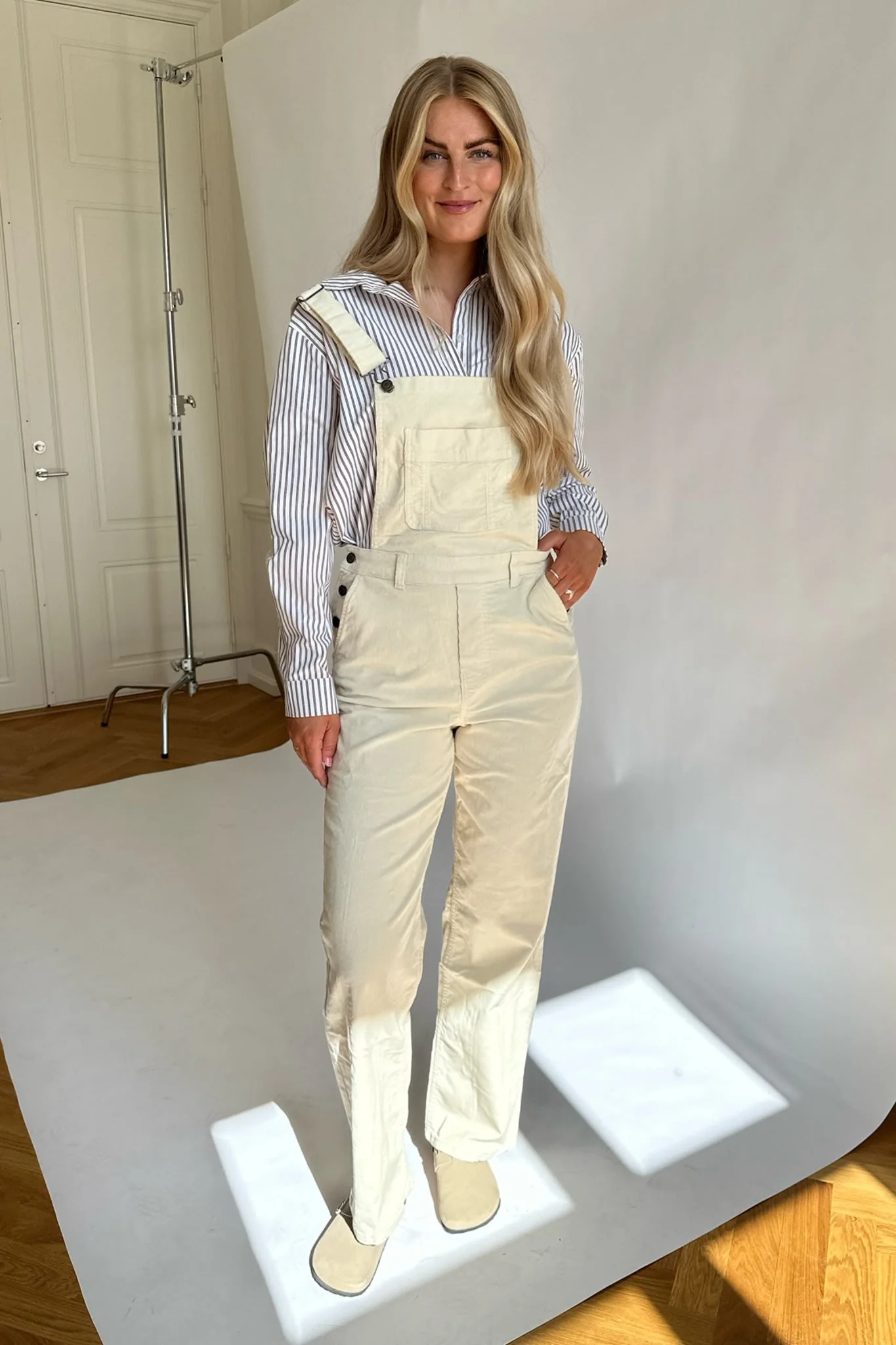JXGelly Regular Cord Overalls - Bone White - Image 3