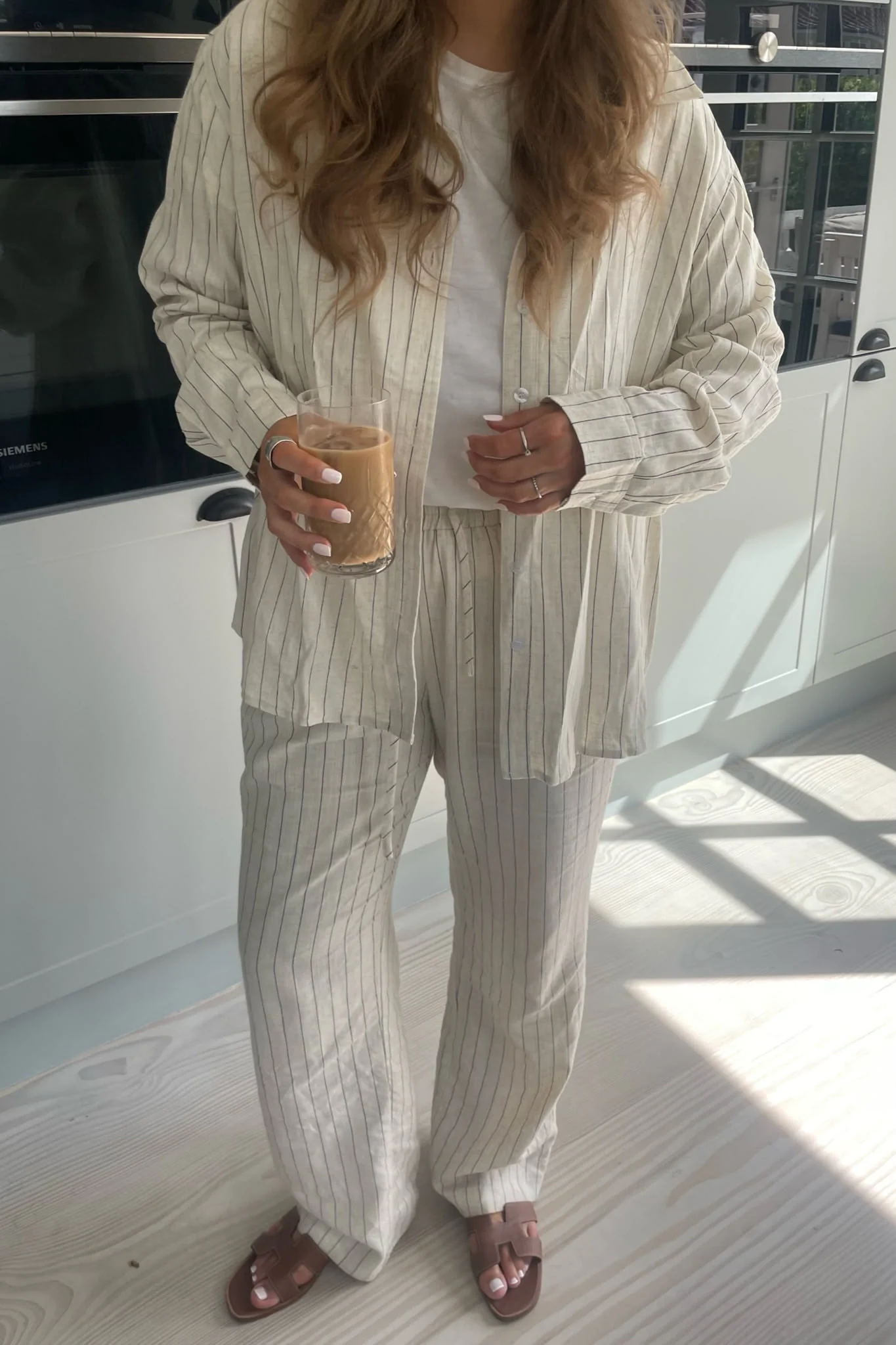 HannahIC Pants - Beige Linen Pinstripe - Image 2