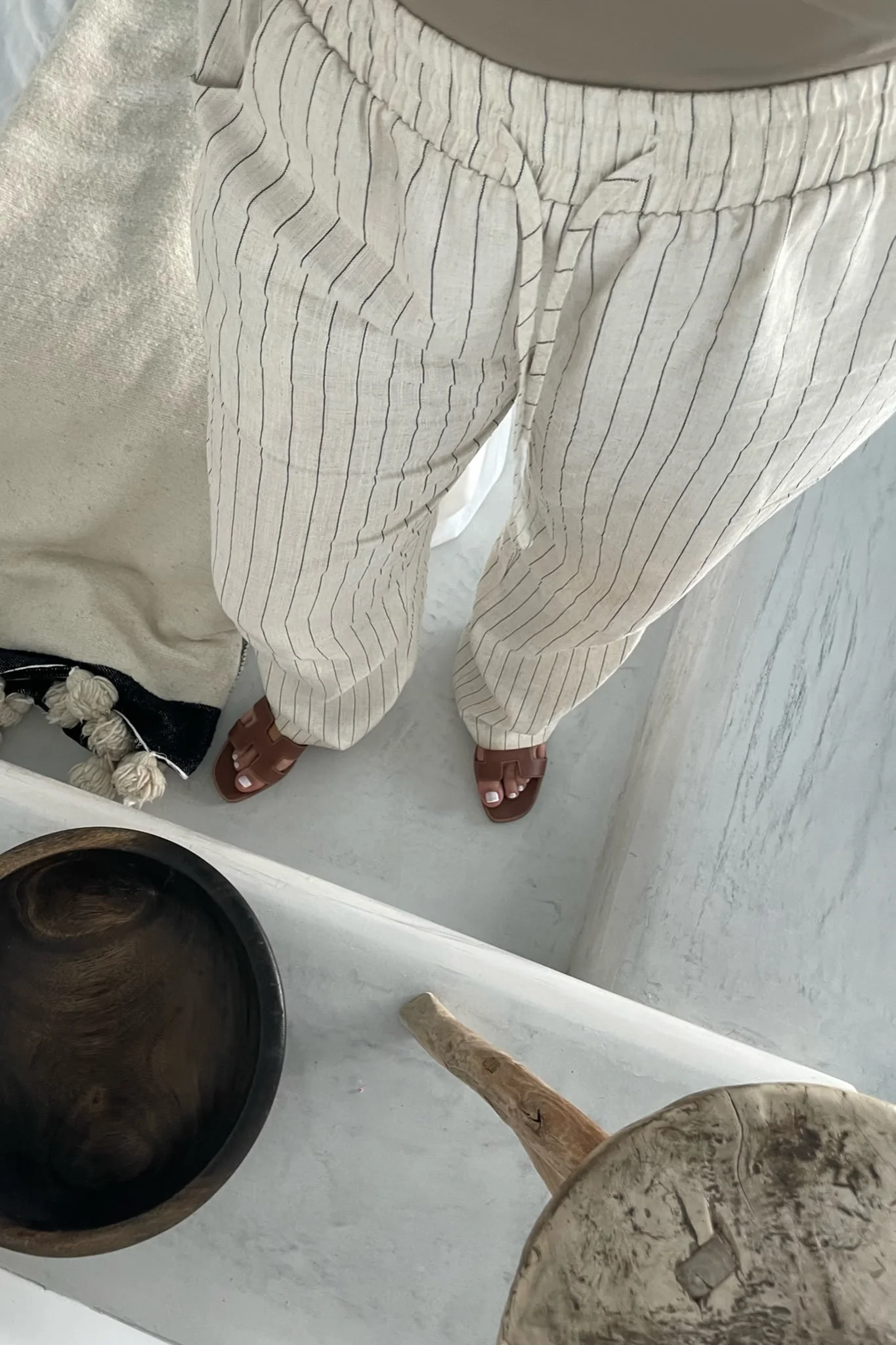 HannahIC Pants - Beige Linen Pinstripe - Image 4