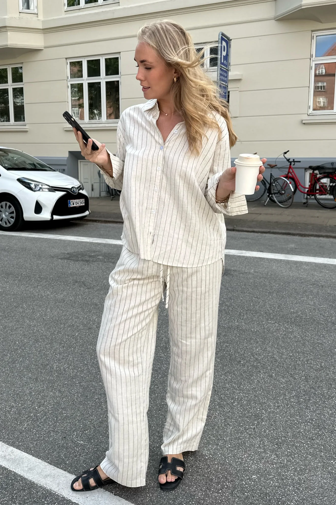 HannahIC Pants - Beige Linen Pinstripe - Image 8