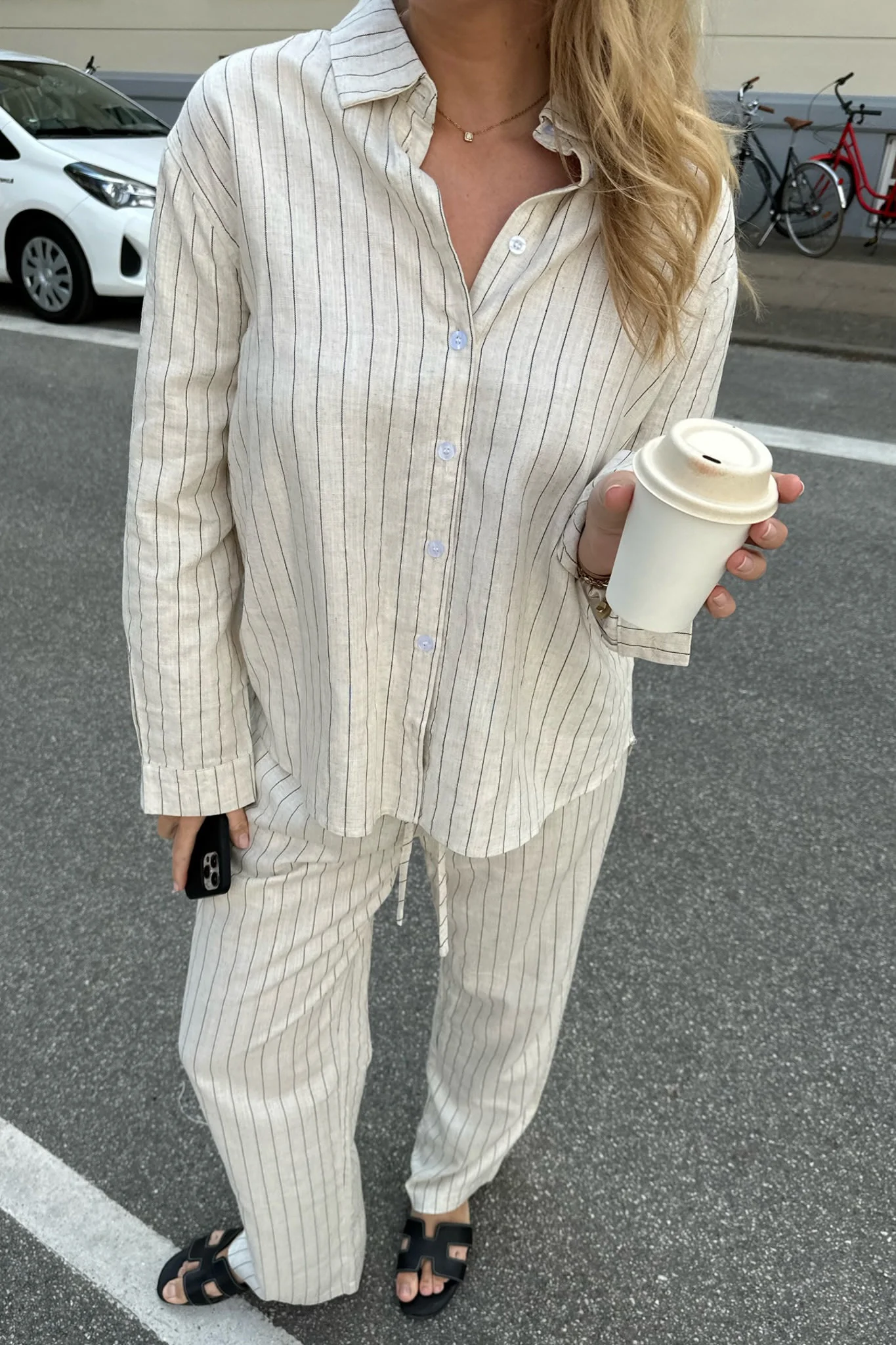 HannahIC Shirt - Beige Linen Pinstripe - Image 3