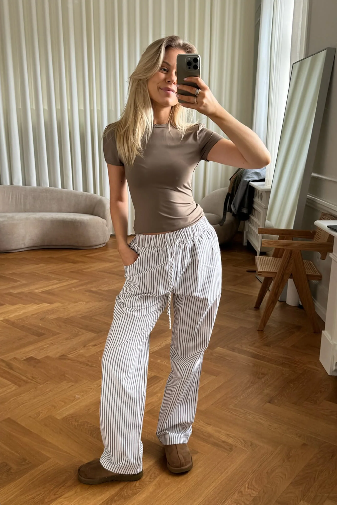 HannahIC Pants - Brown White Stripes - Image 3