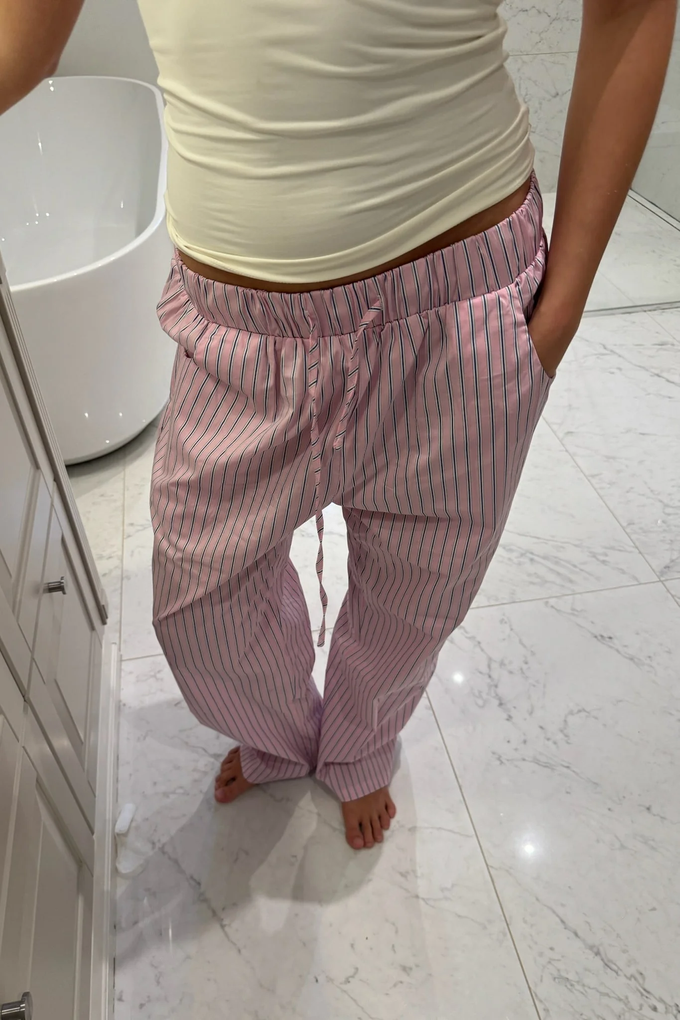 HannahIC Pants - Light Pink White Stripe - Image 2