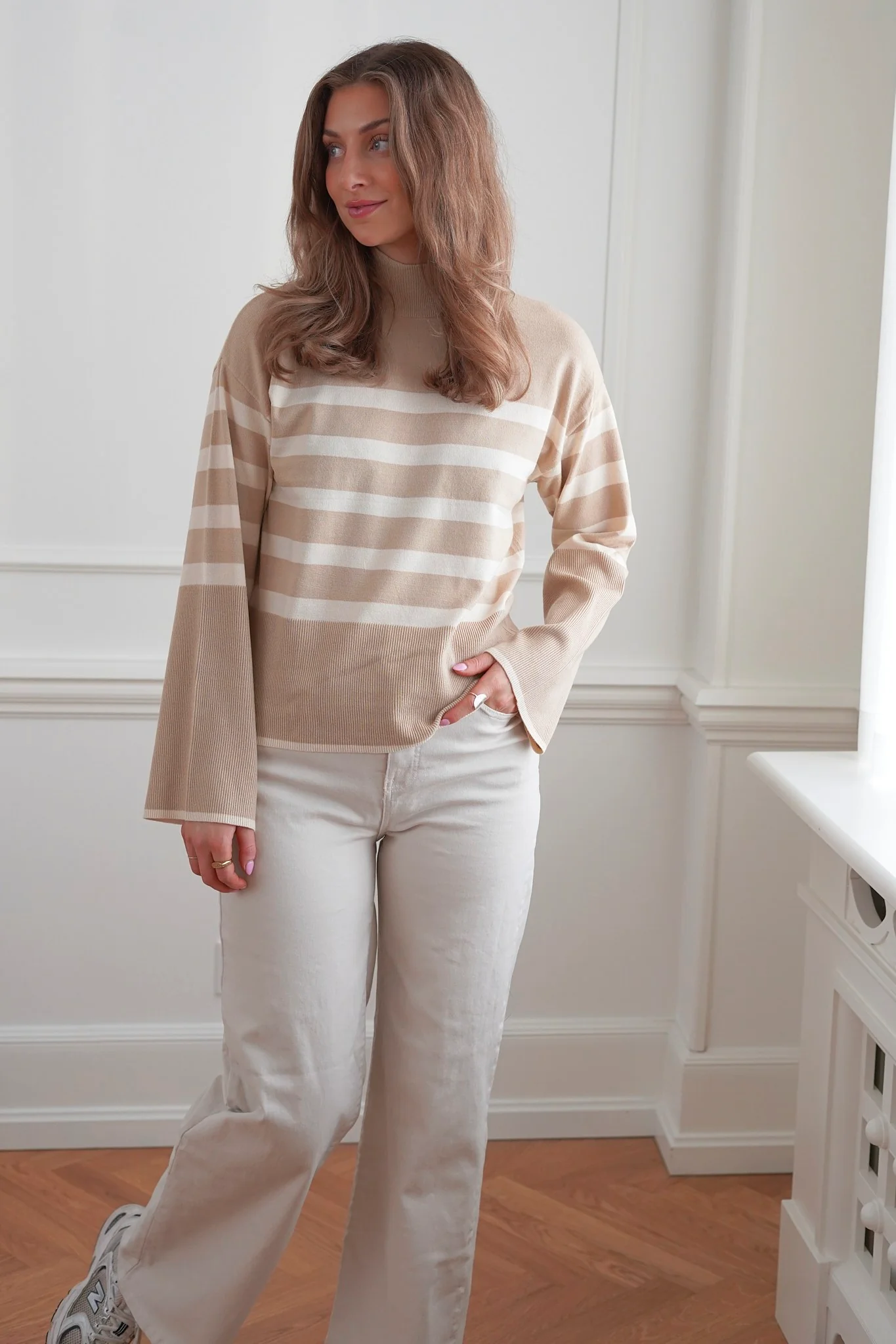 VMHappiness LS Highneck Blouse - Irish Cream With Birch - Image 4