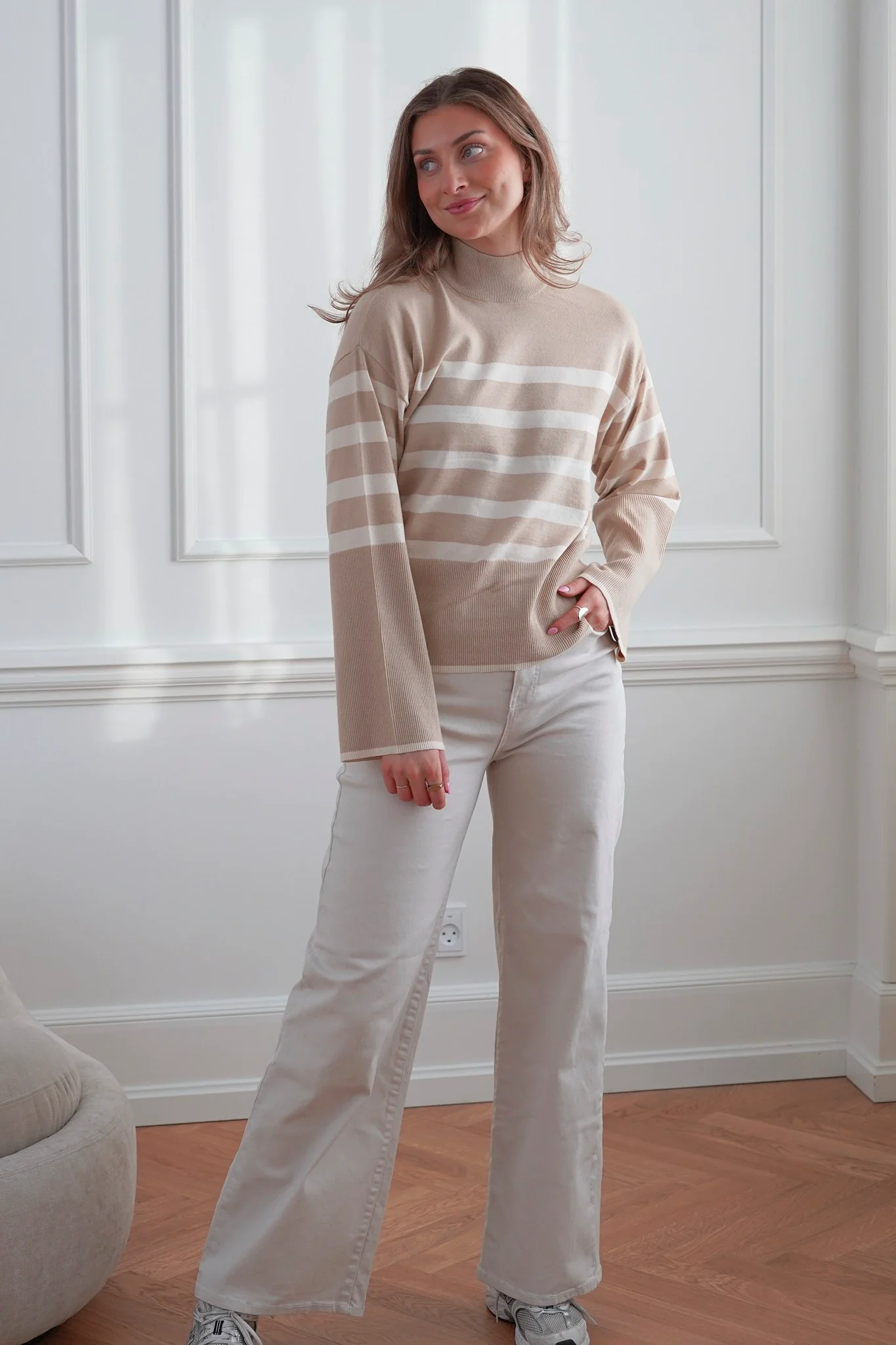 VMHappiness LS Highneck Blouse - Irish Cream With Birch - Image 6