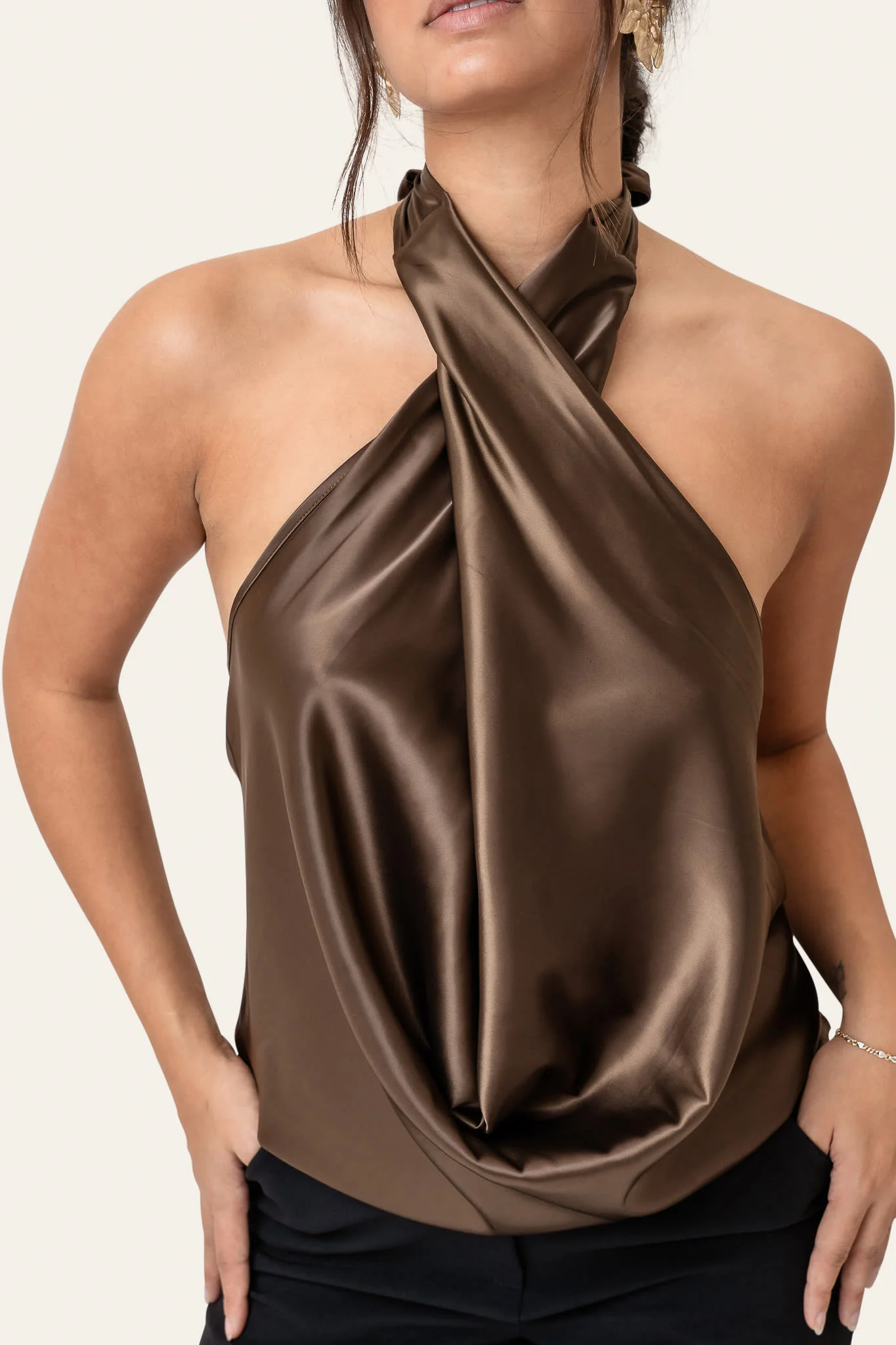 HollyIC Wrap Top - Dark Brown - Image 4