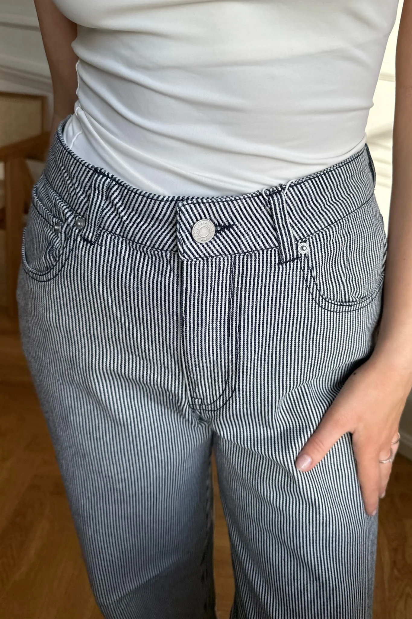 JXHoney Straight MW Trousers - Moonbeam - Image 5