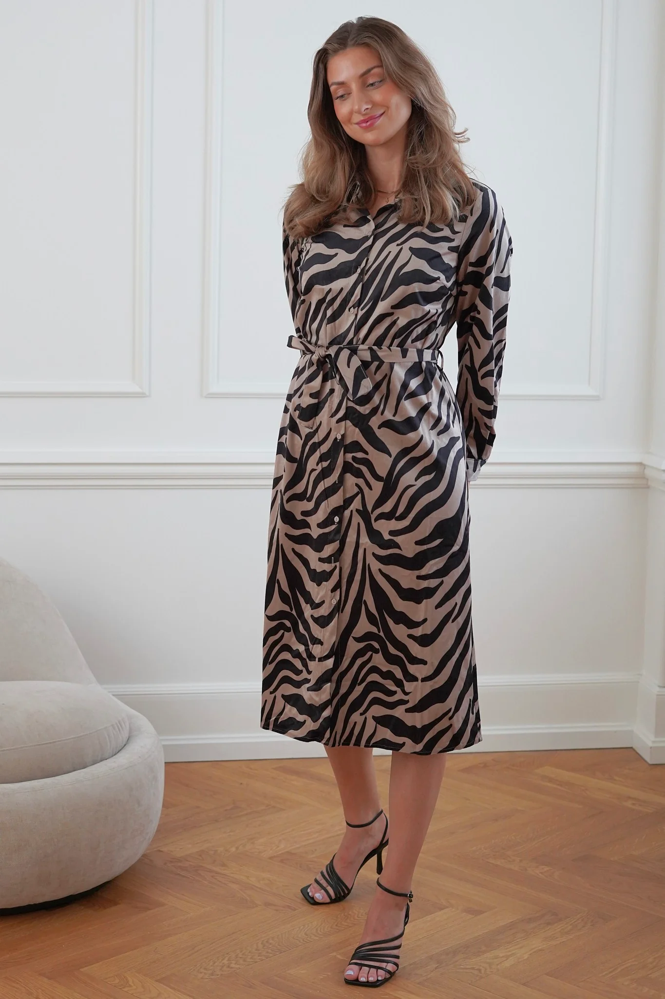 VMIda LS Corduroy Calf Shirt Dress - Silver Mink - Image 2