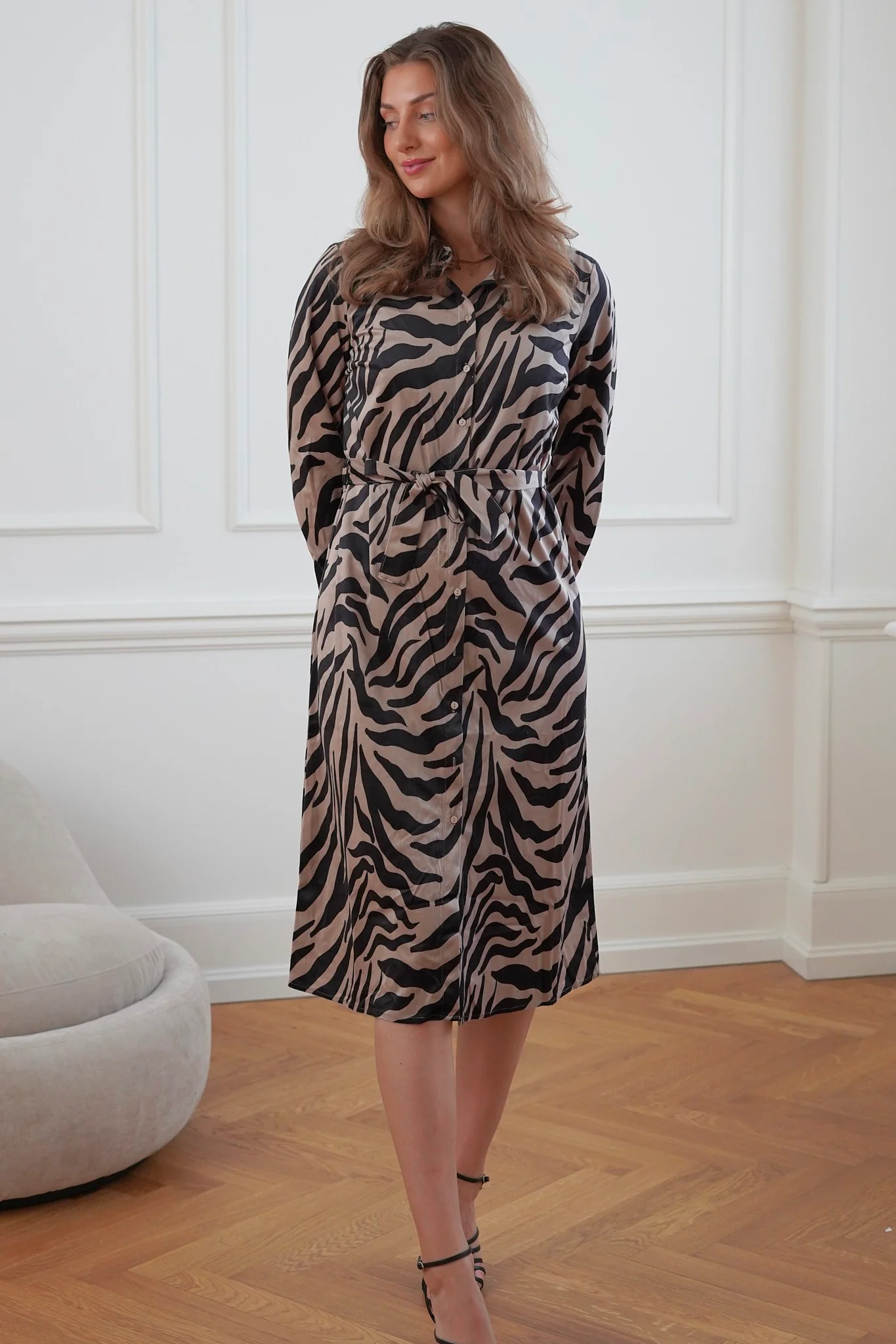 VMIda LS Corduroy Calf Shirt Dress - Silver Mink - Image 3