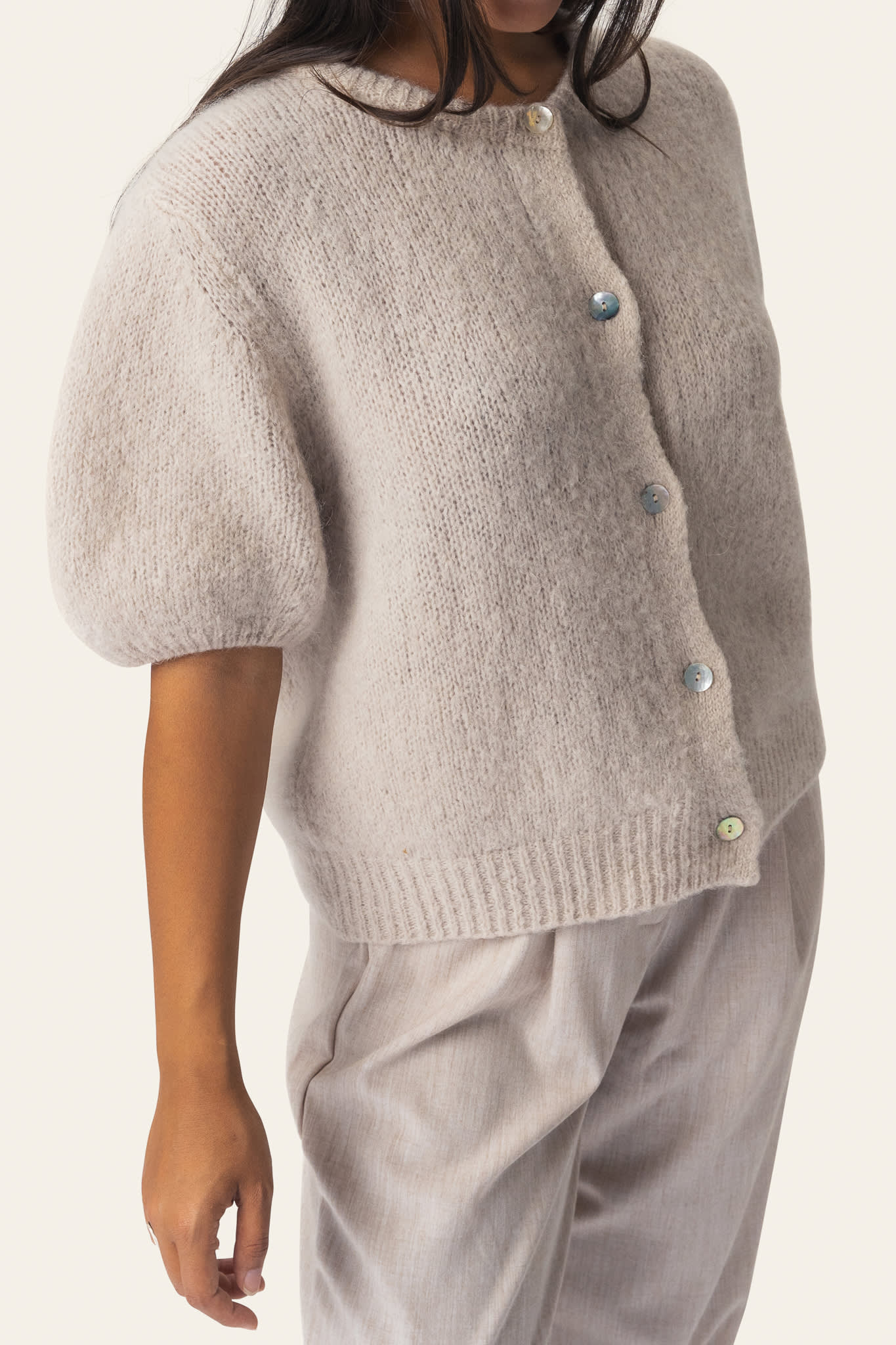 IdaIC SS Cardigan - Beige - Image 3