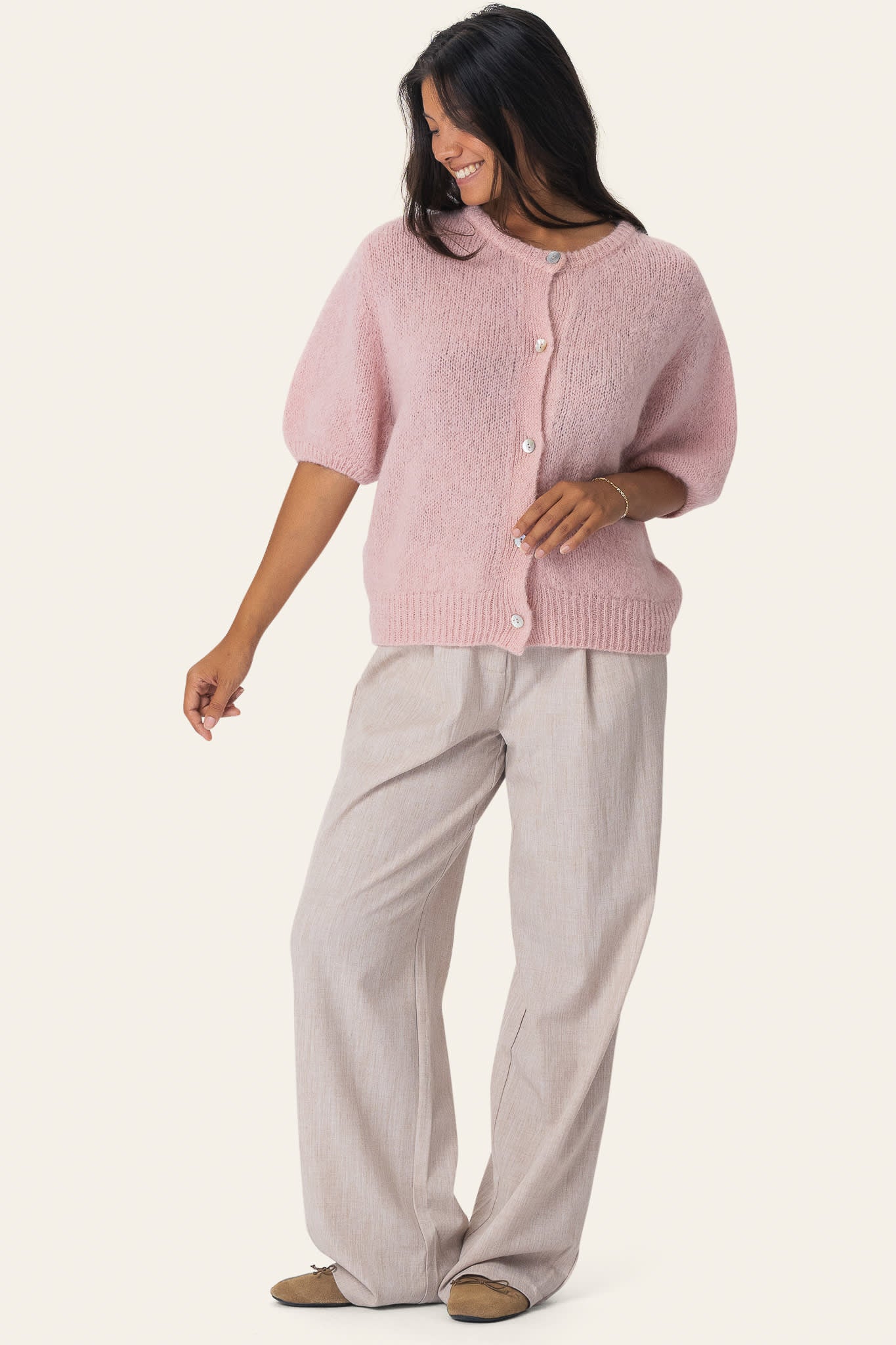 IdaIC SS Cardigan - Light Pink - Image 4