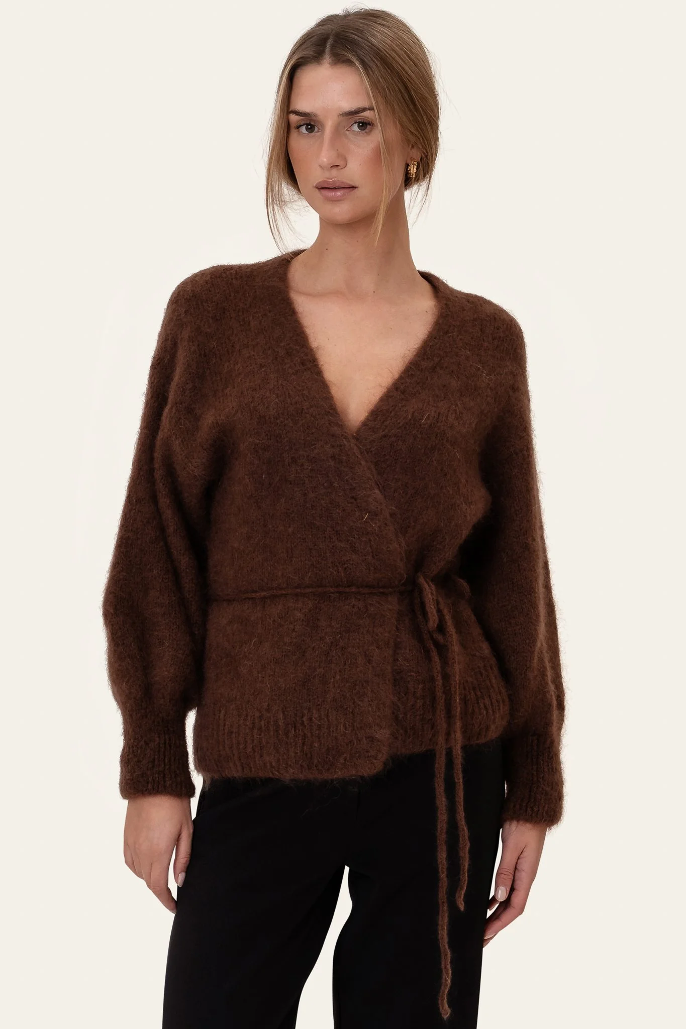 IdaIC Wrap Cardigan - Dark Brown - Image 3