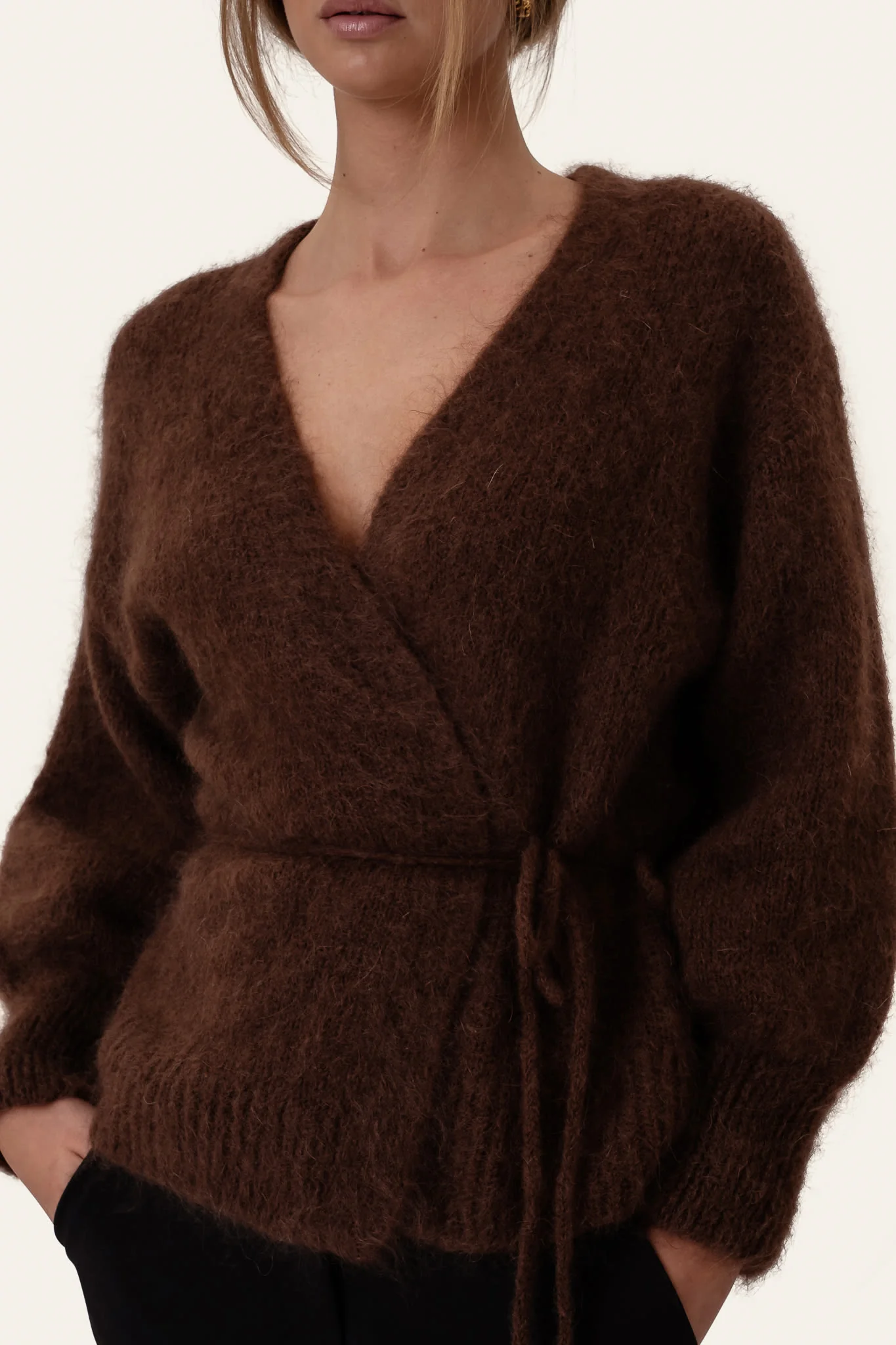 IdaIC Wrap Cardigan - Dark Brown - Image 5