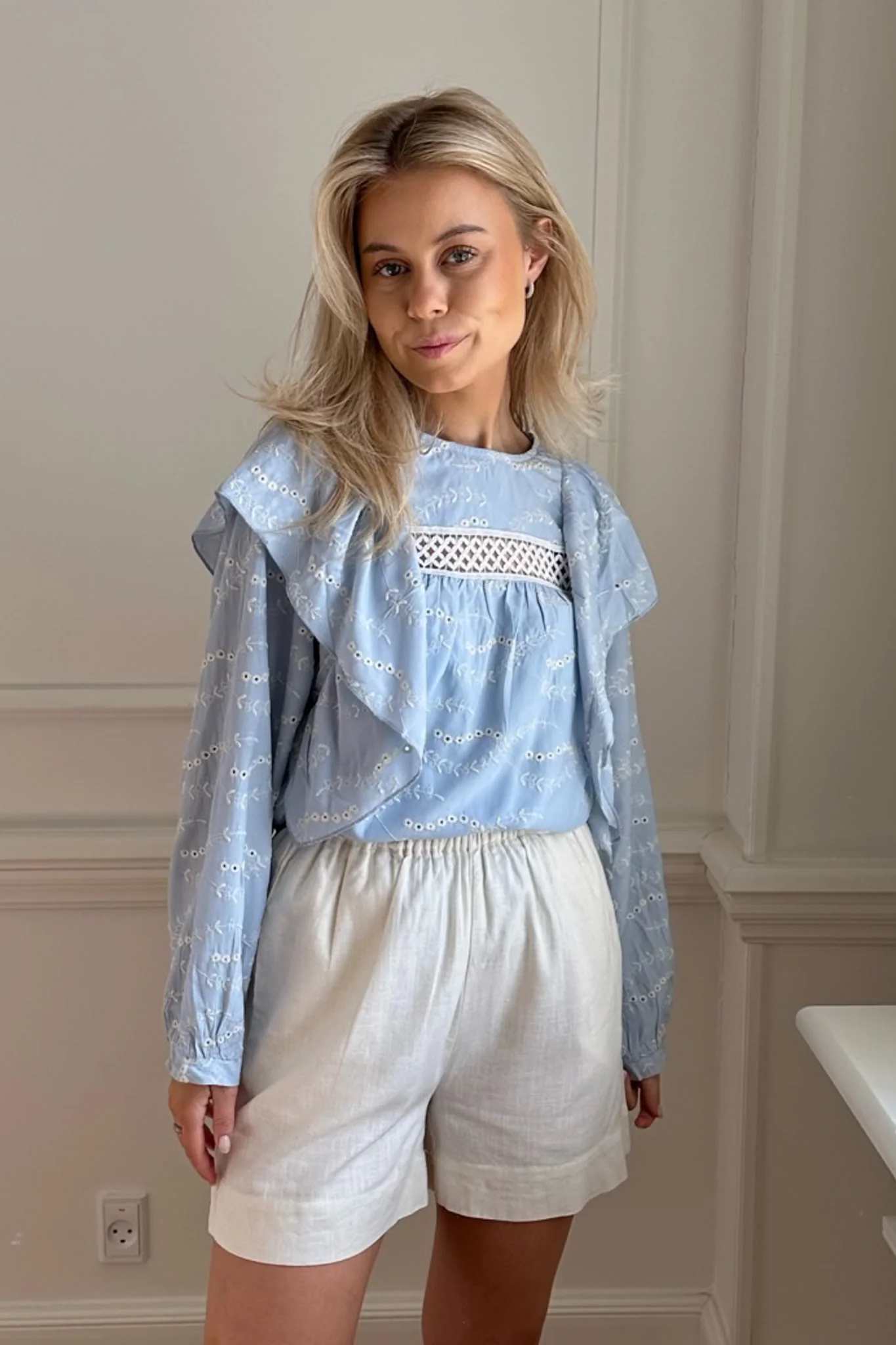 IngridIC Shirt - Blue White Embroidery - Image 5