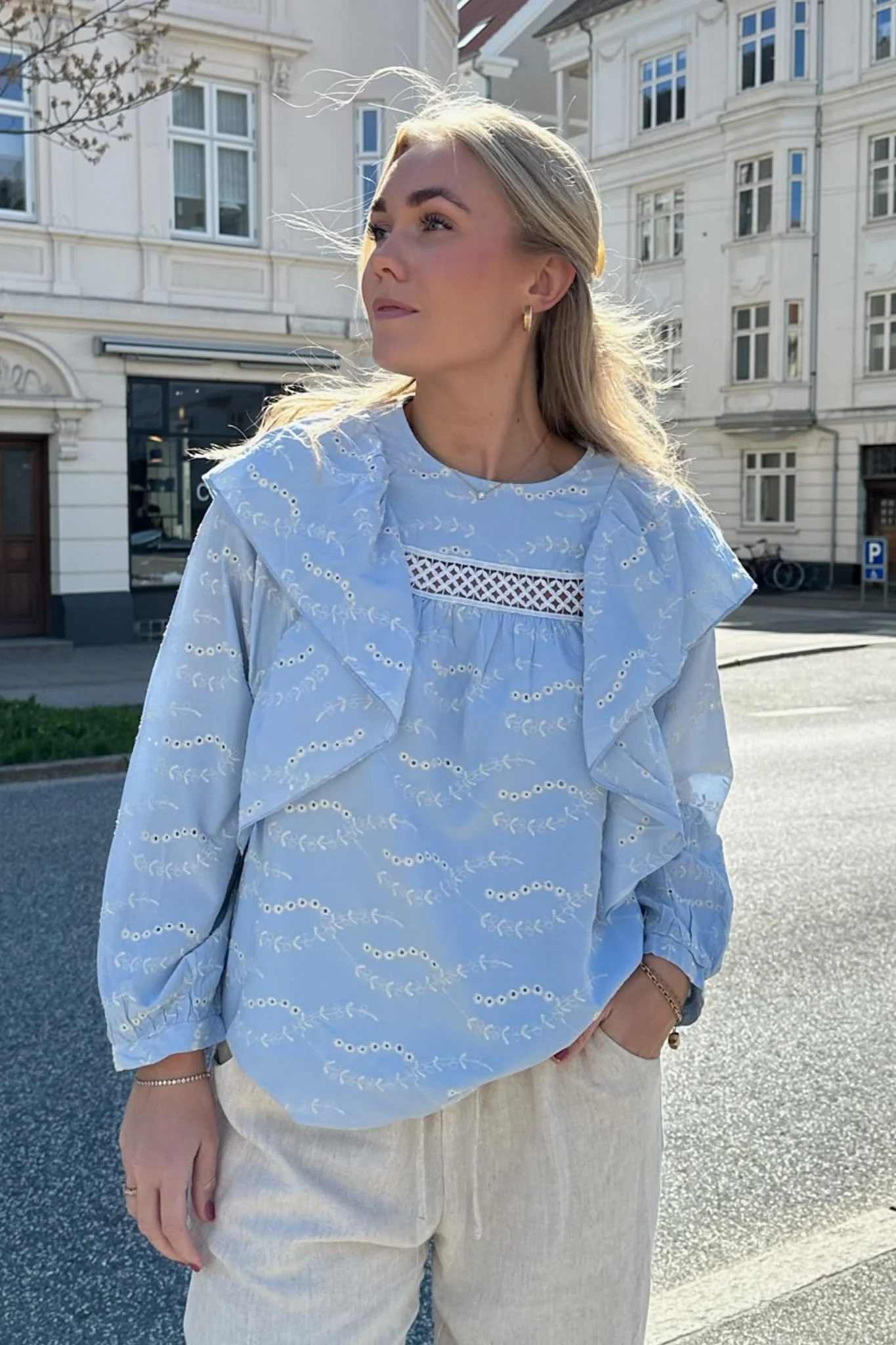 IngridIC Shirt - Blue White Embroidery - Image 9