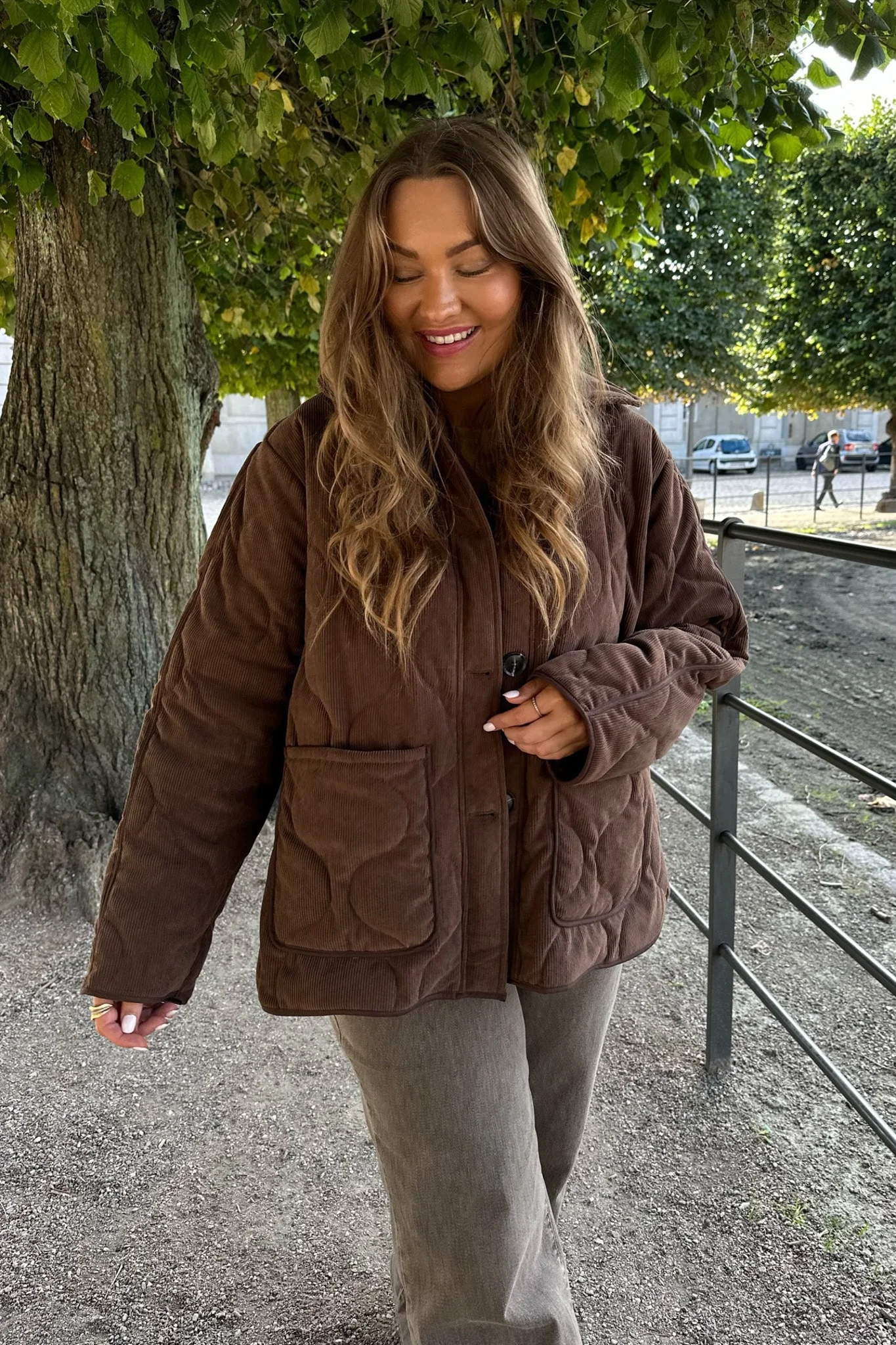 JosieIC Quilted Jacket - Brown Corduroy - Image 5