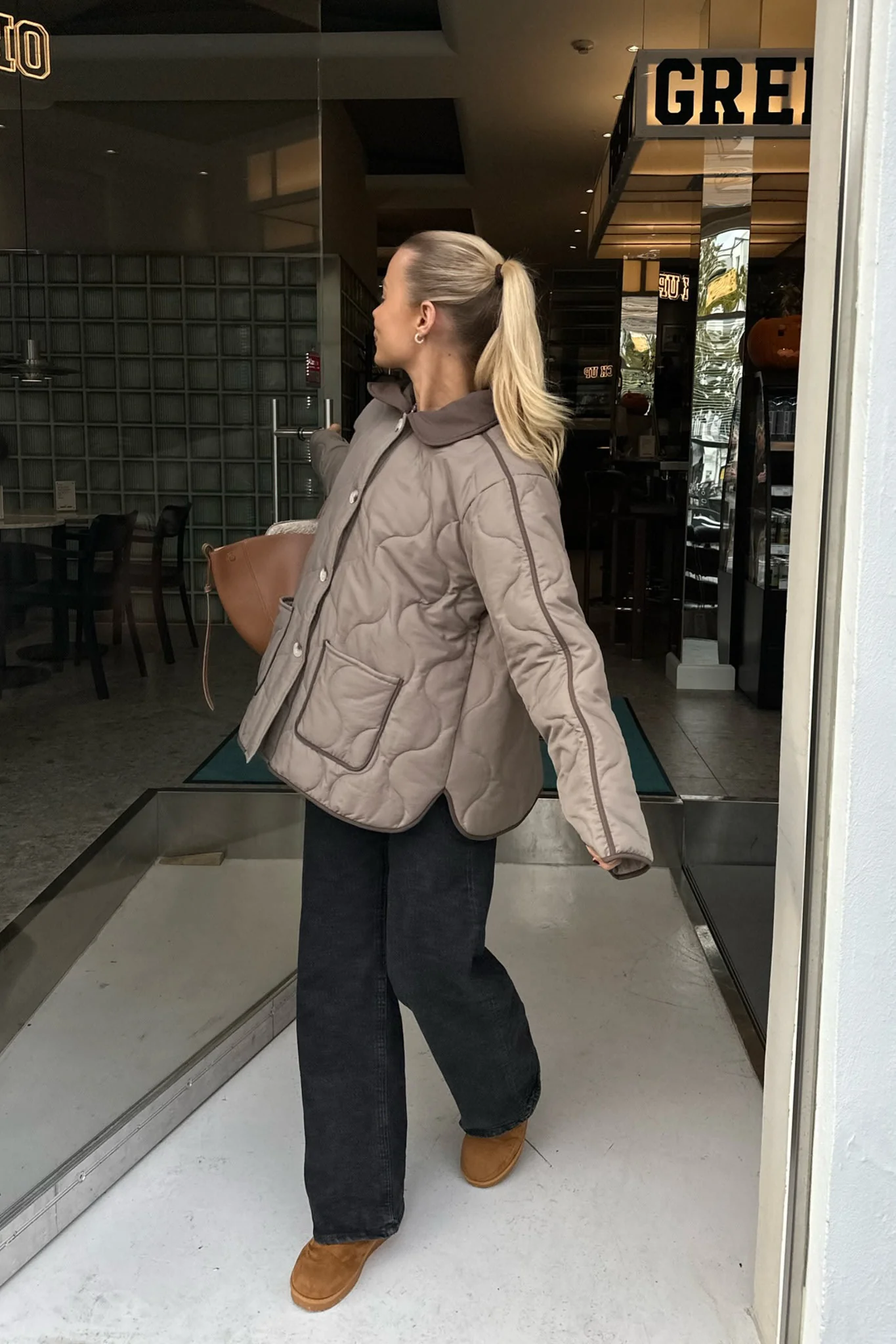 JosieIC Quilted Jacket - Army/Brown - Image 2