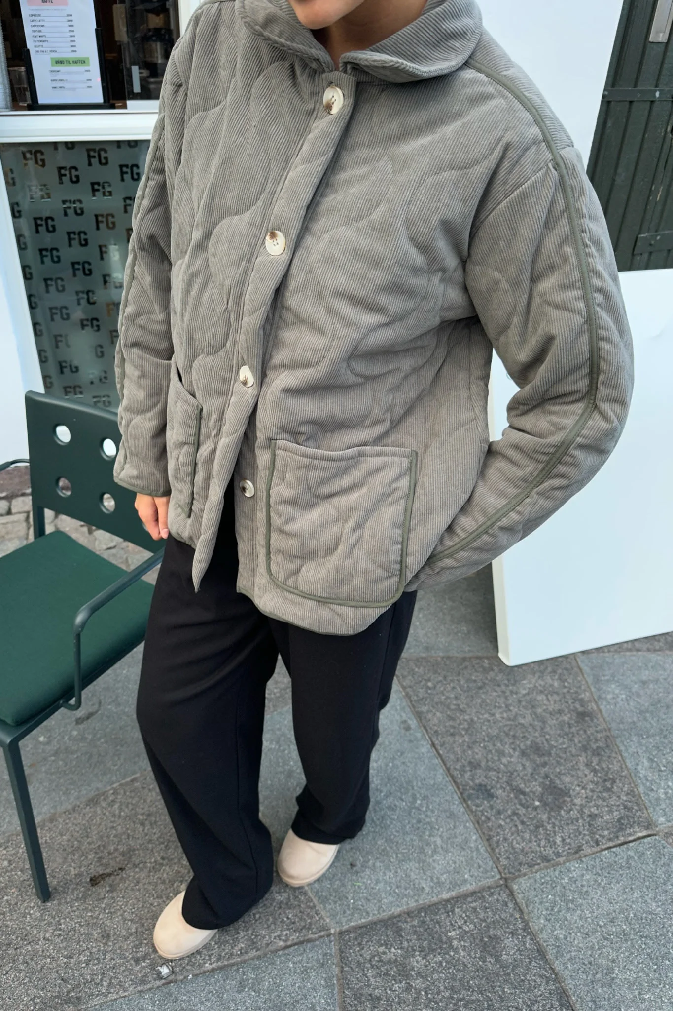 JosieIC Quilted Jacket - Grey Corduroy - Image 7