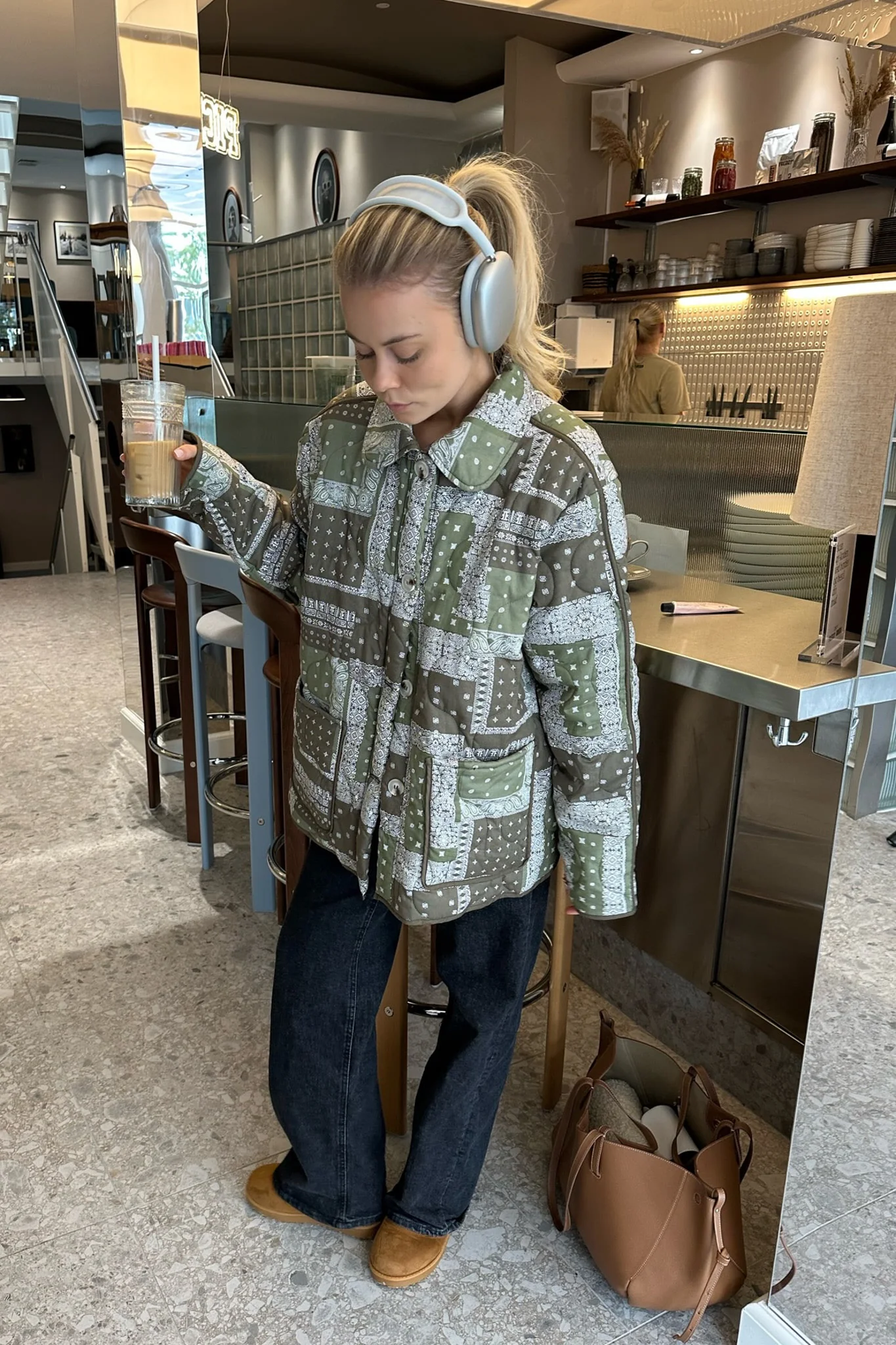 JosieIC Quilted Jacket - Green Graphic - Image 3