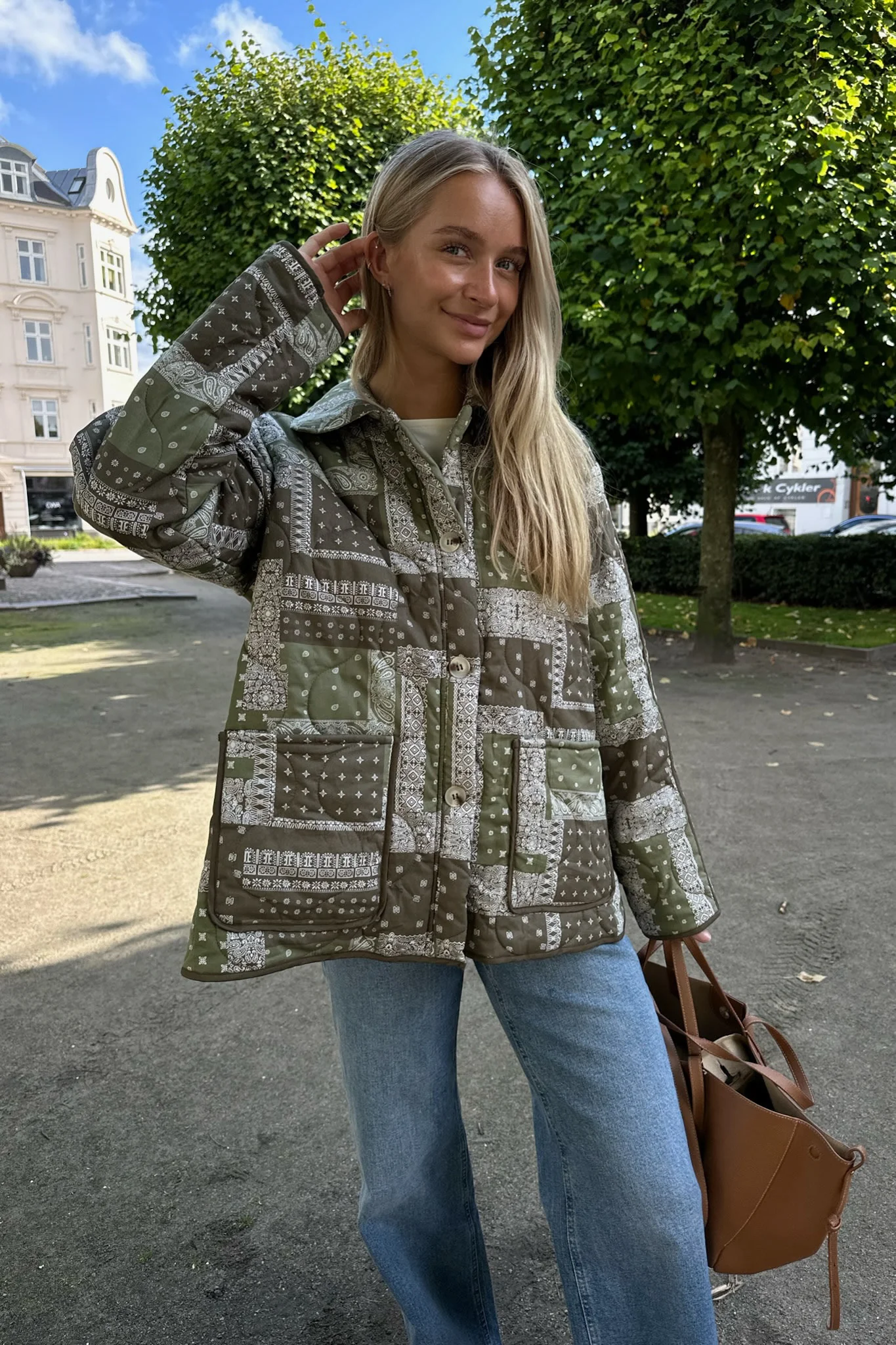 JosieIC Quilted Jacket - Green Graphic - Image 5