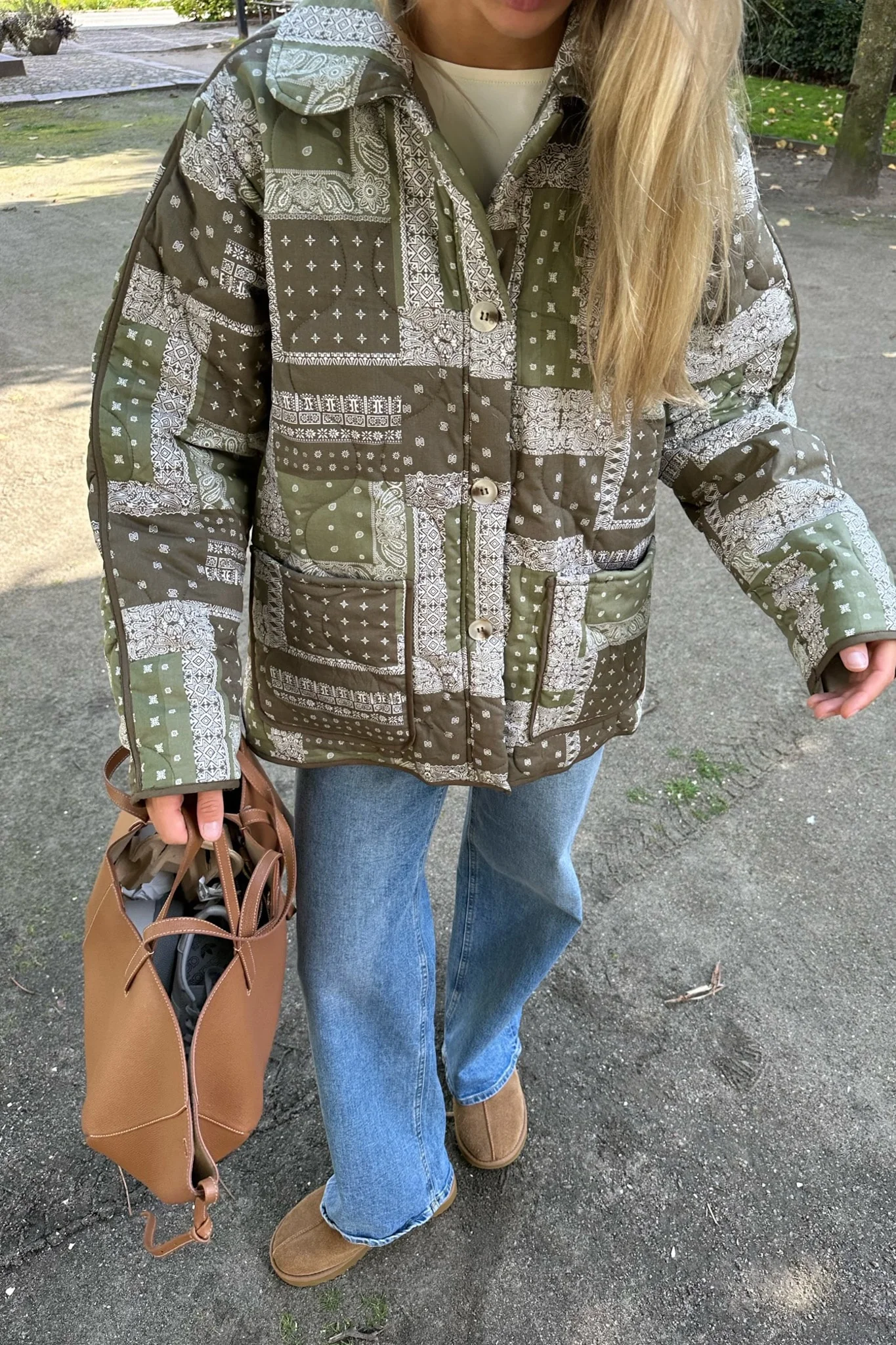 JosieIC Quilted Jacket - Green Graphic - Image 6