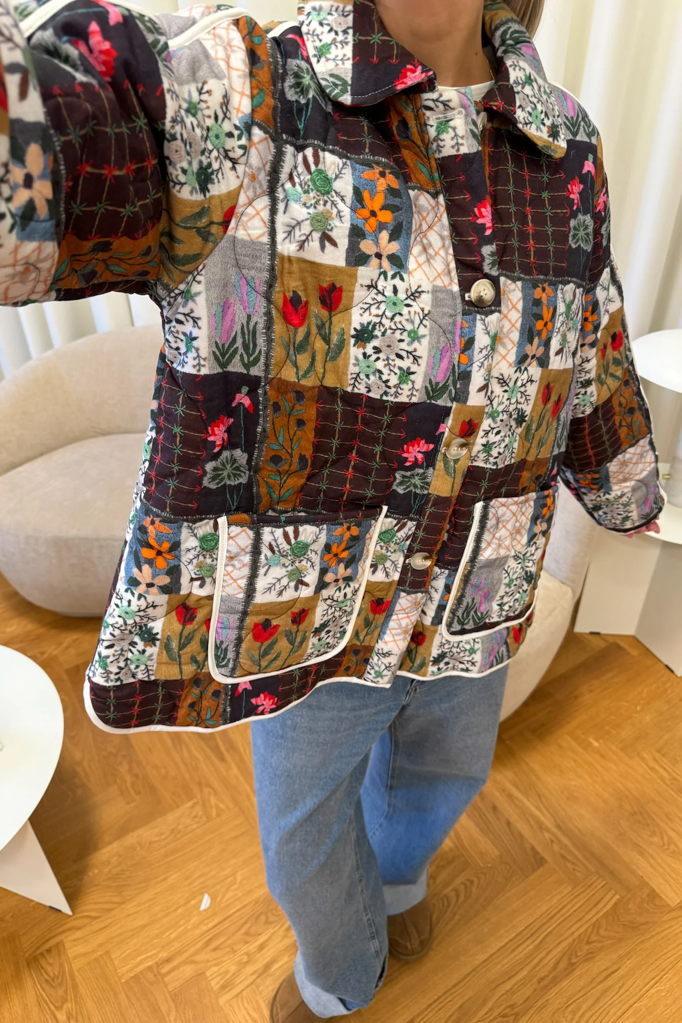 JosieIC Quilted Jacket - Multi Flower Print - Image 11