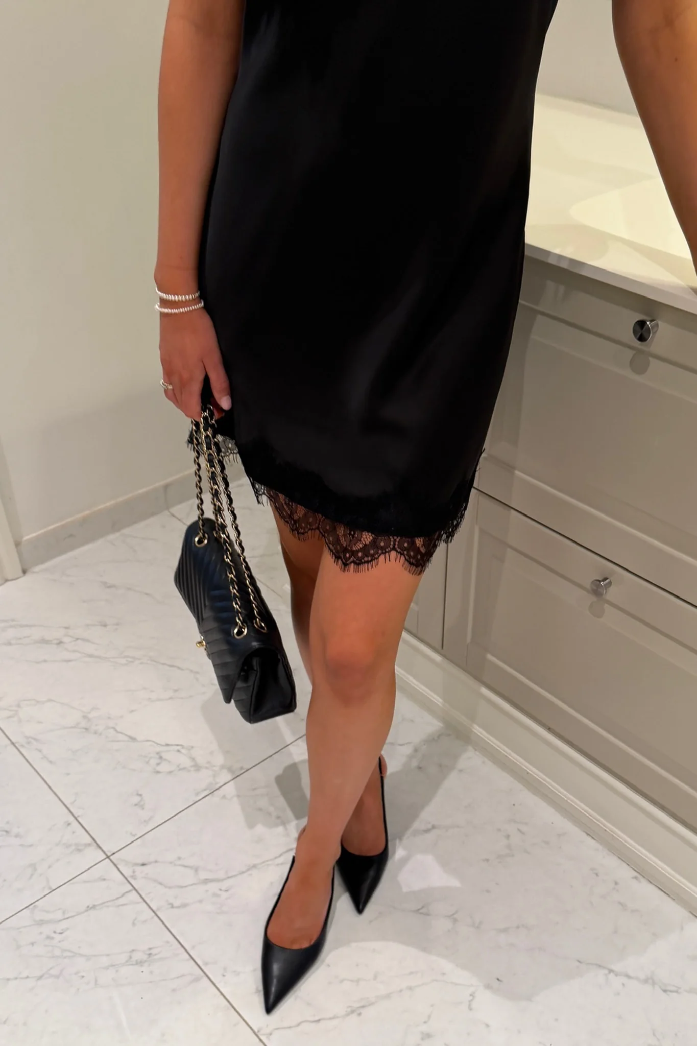 JunoIC Dress - Black Satin - Image 9
